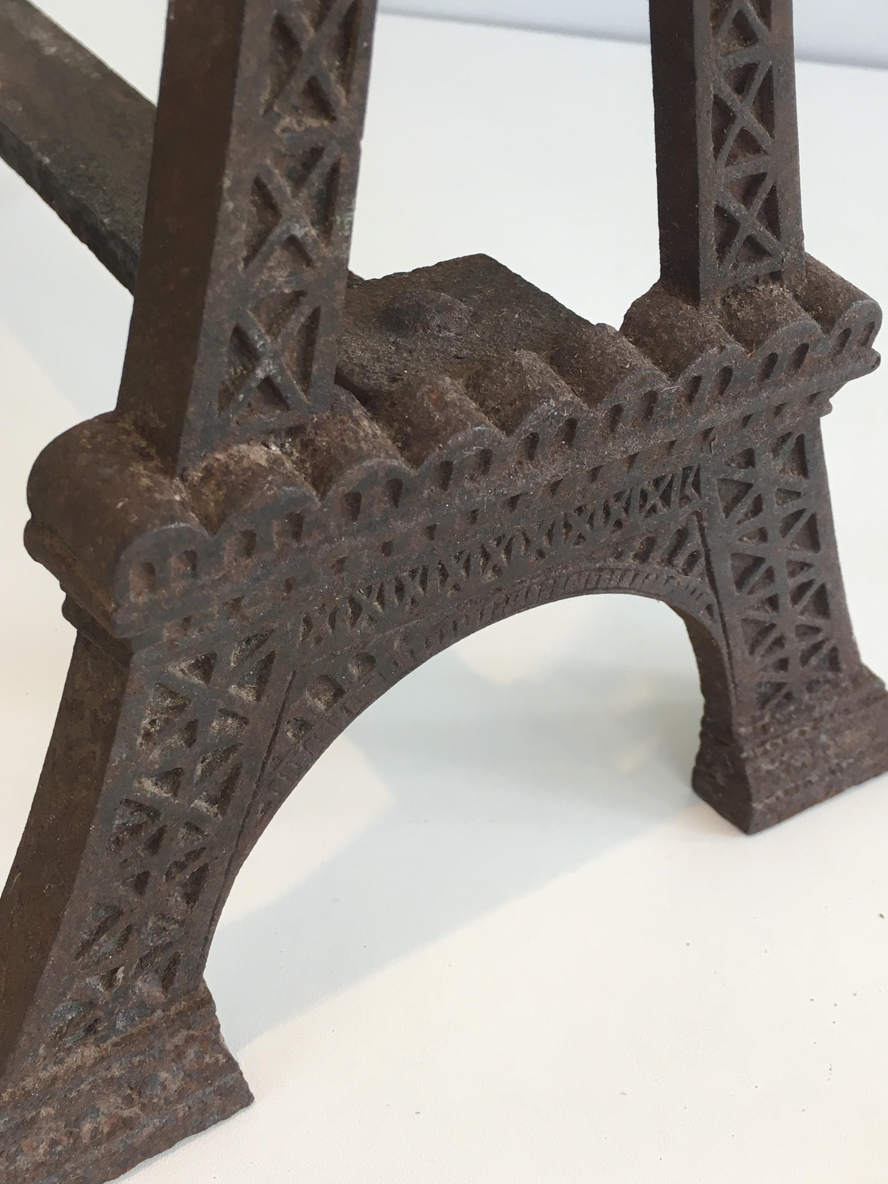 Very Rare Eiffel Tower Cast Iron Andirons, French, circa 1900 For Sale 4