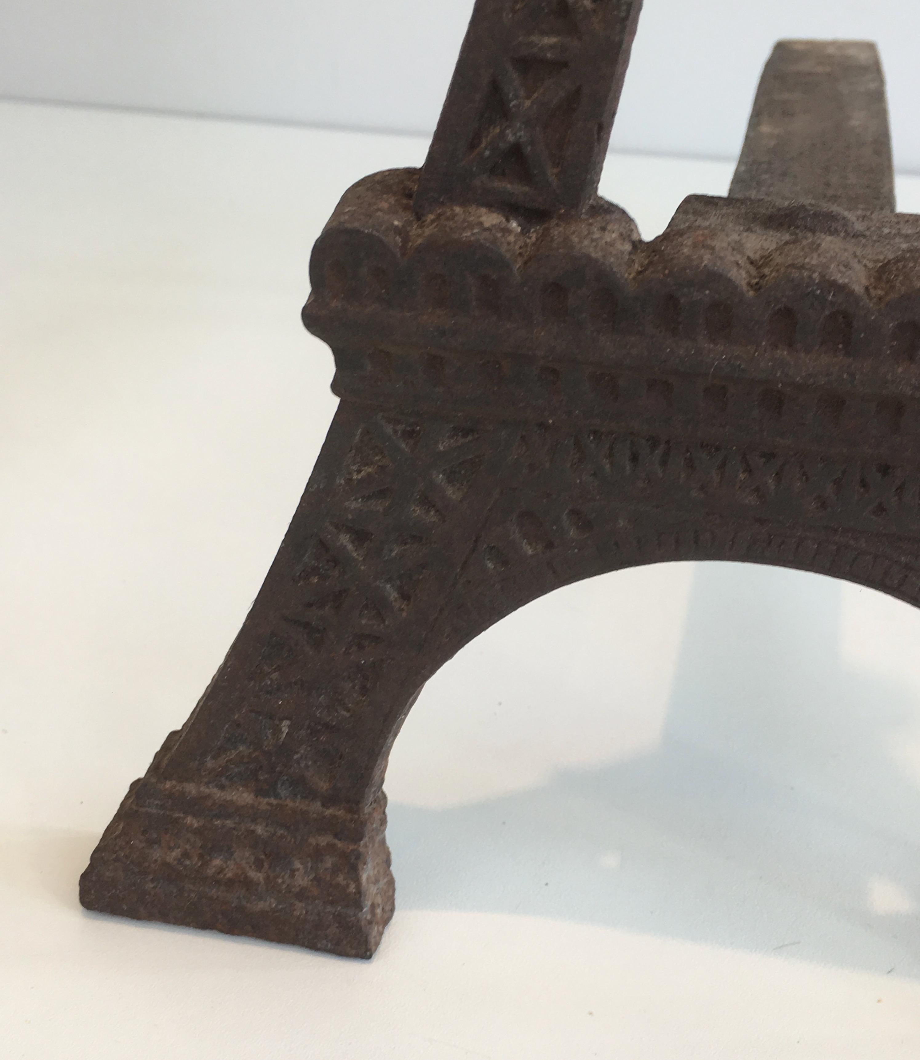 Very Rare Eiffel Tower Cast Iron Andirons, French, circa 1900 For Sale 5