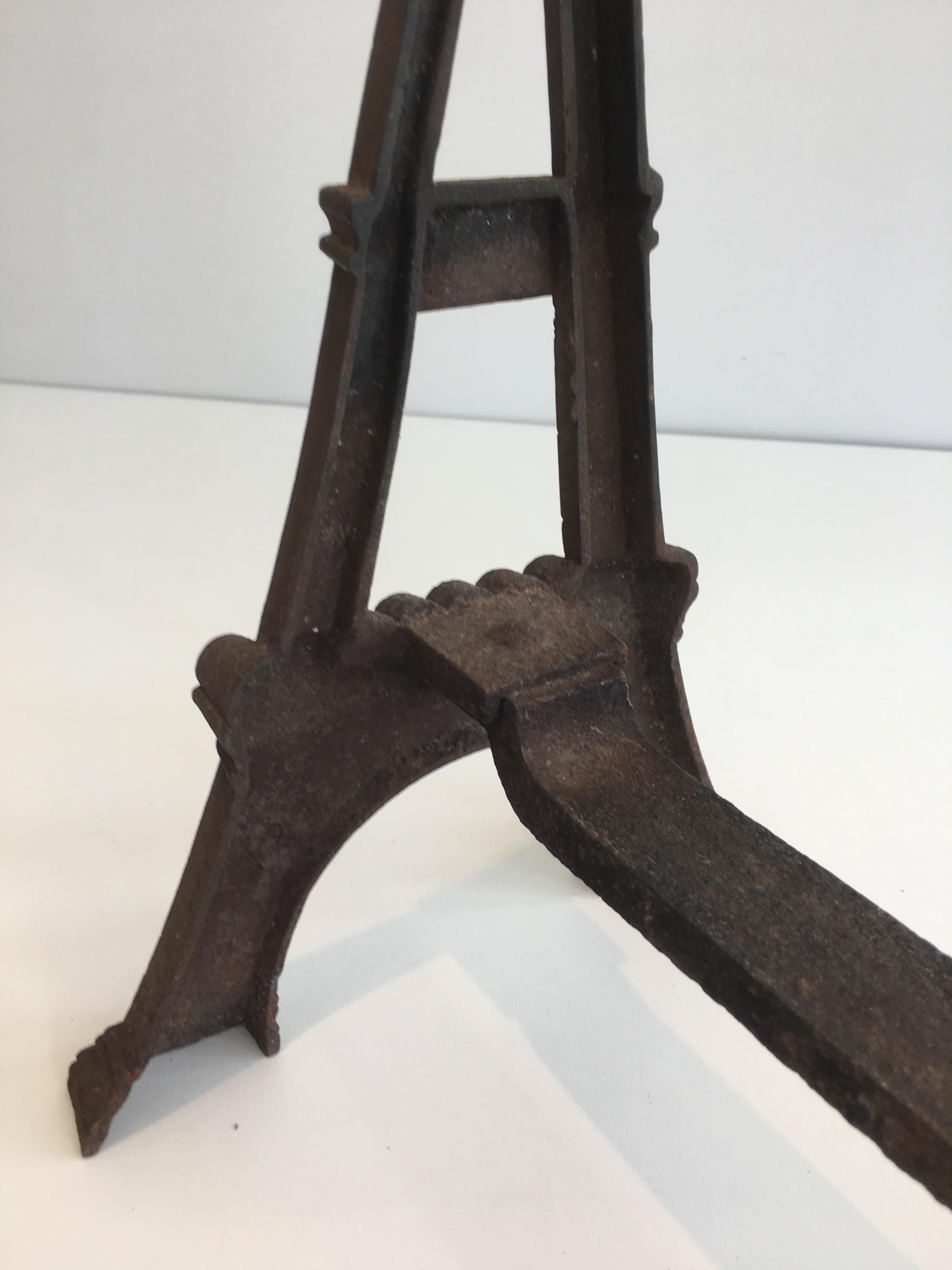 Very Rare Eiffel Tower Cast Iron Andirons, French, circa 1900 For Sale 8
