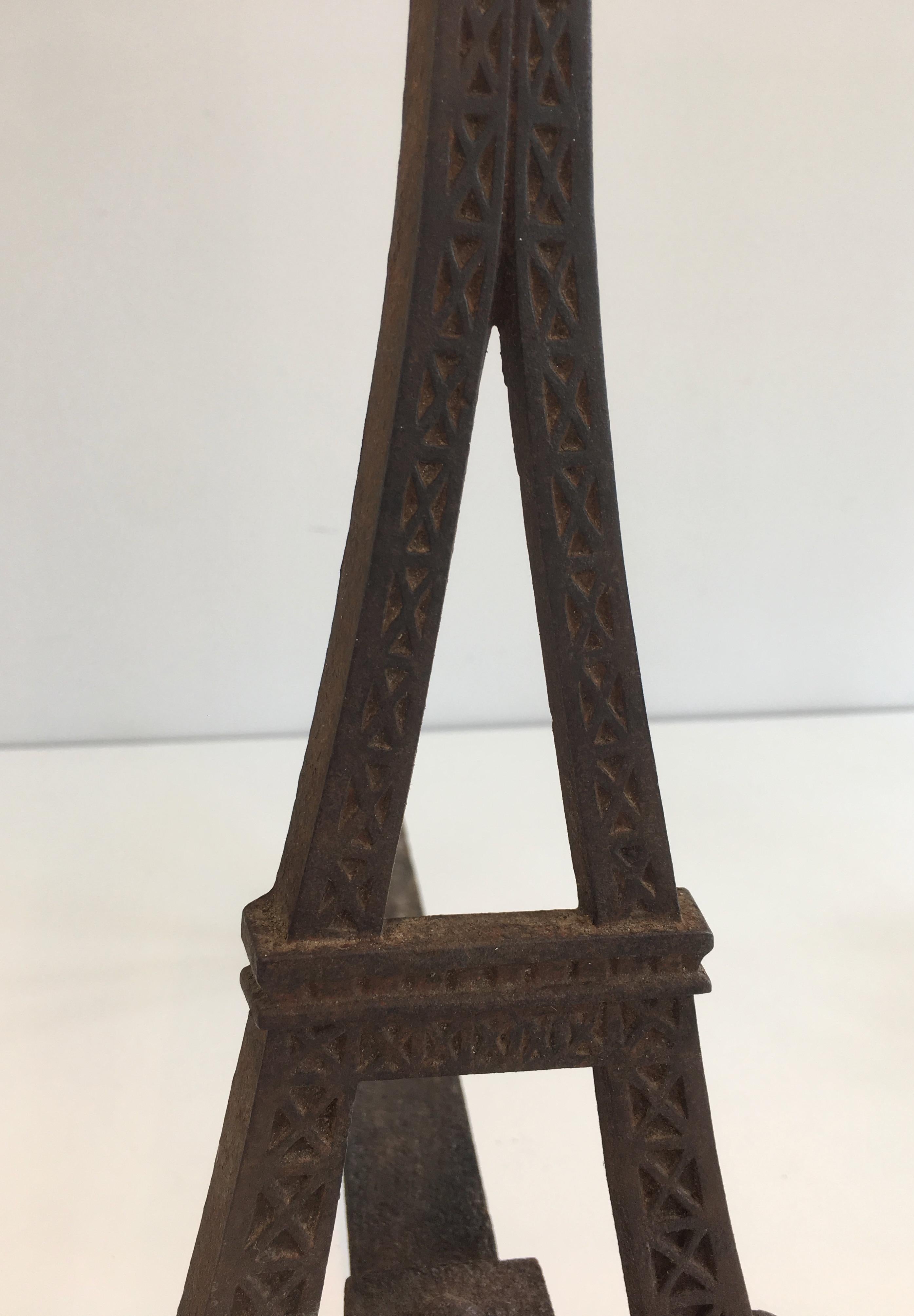 Wrought Iron Very Rare Eiffel Tower Cast Iron Andirons, French, circa 1900 For Sale
