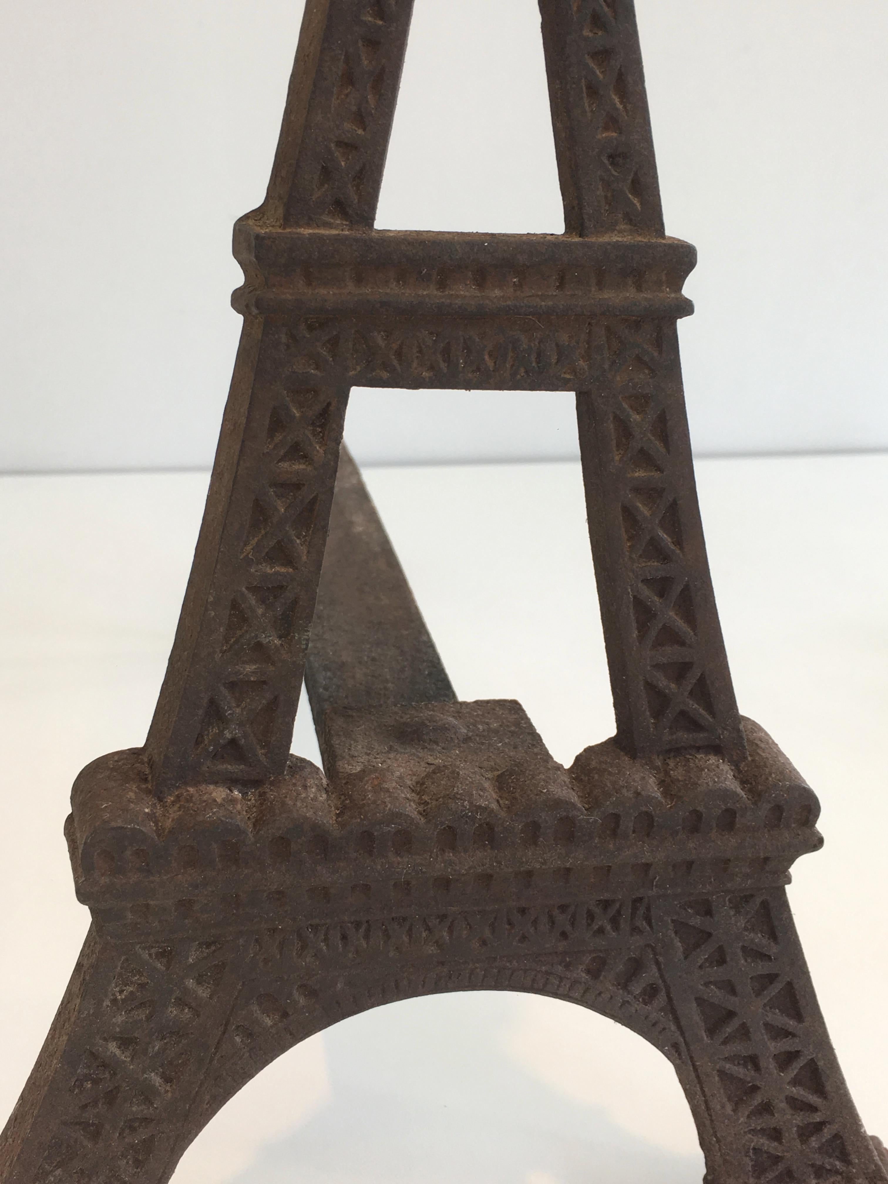 Very Rare Eiffel Tower Cast Iron Andirons, French, circa 1900 For Sale 1