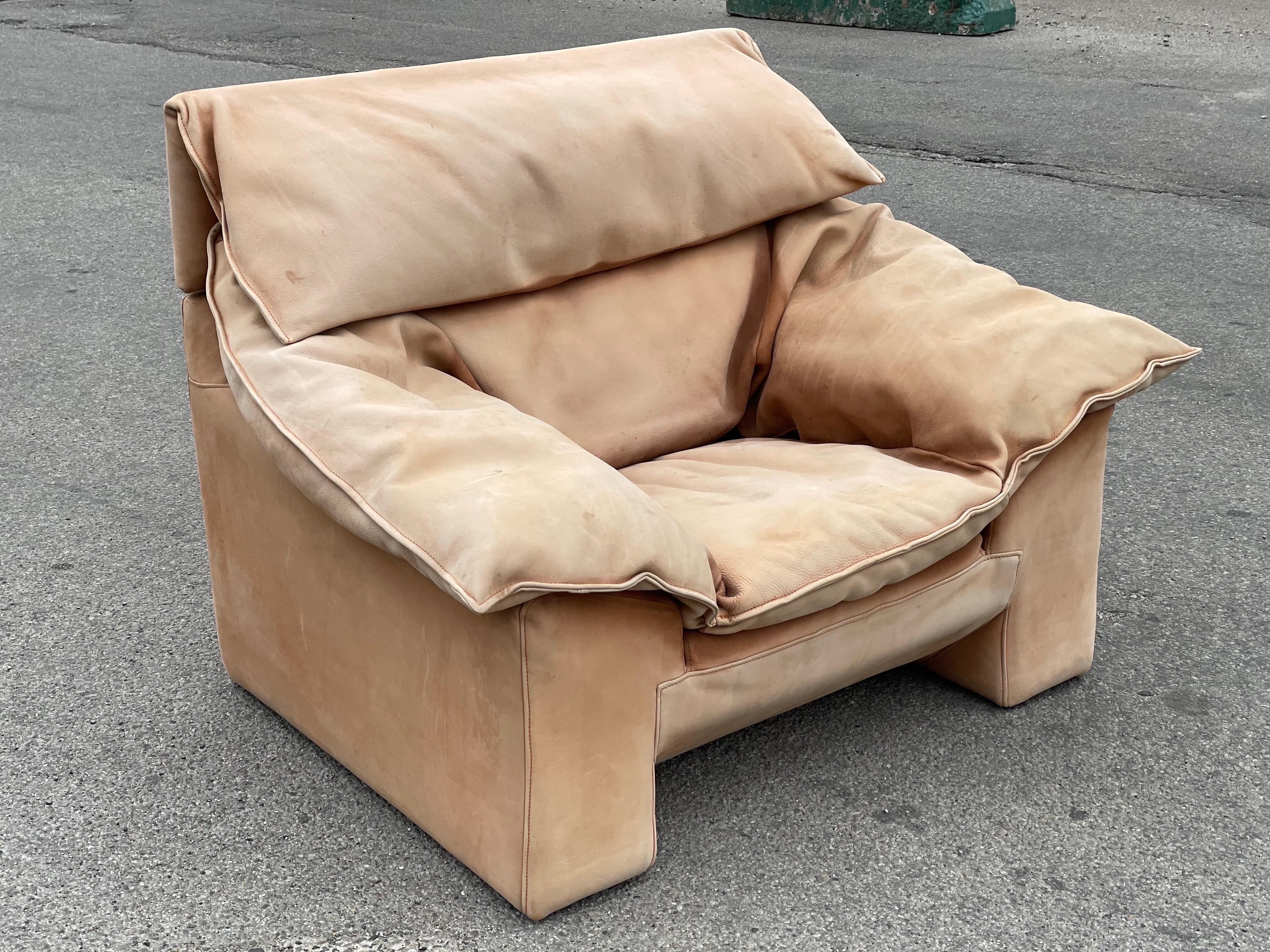 Sehr seltener Eilersen-Stuhl „Monza“ aus Wildleder,  Dänisches Design, hergestellt in den 1970er Jahren (Moderne der Mitte des Jahrhunderts) im Angebot