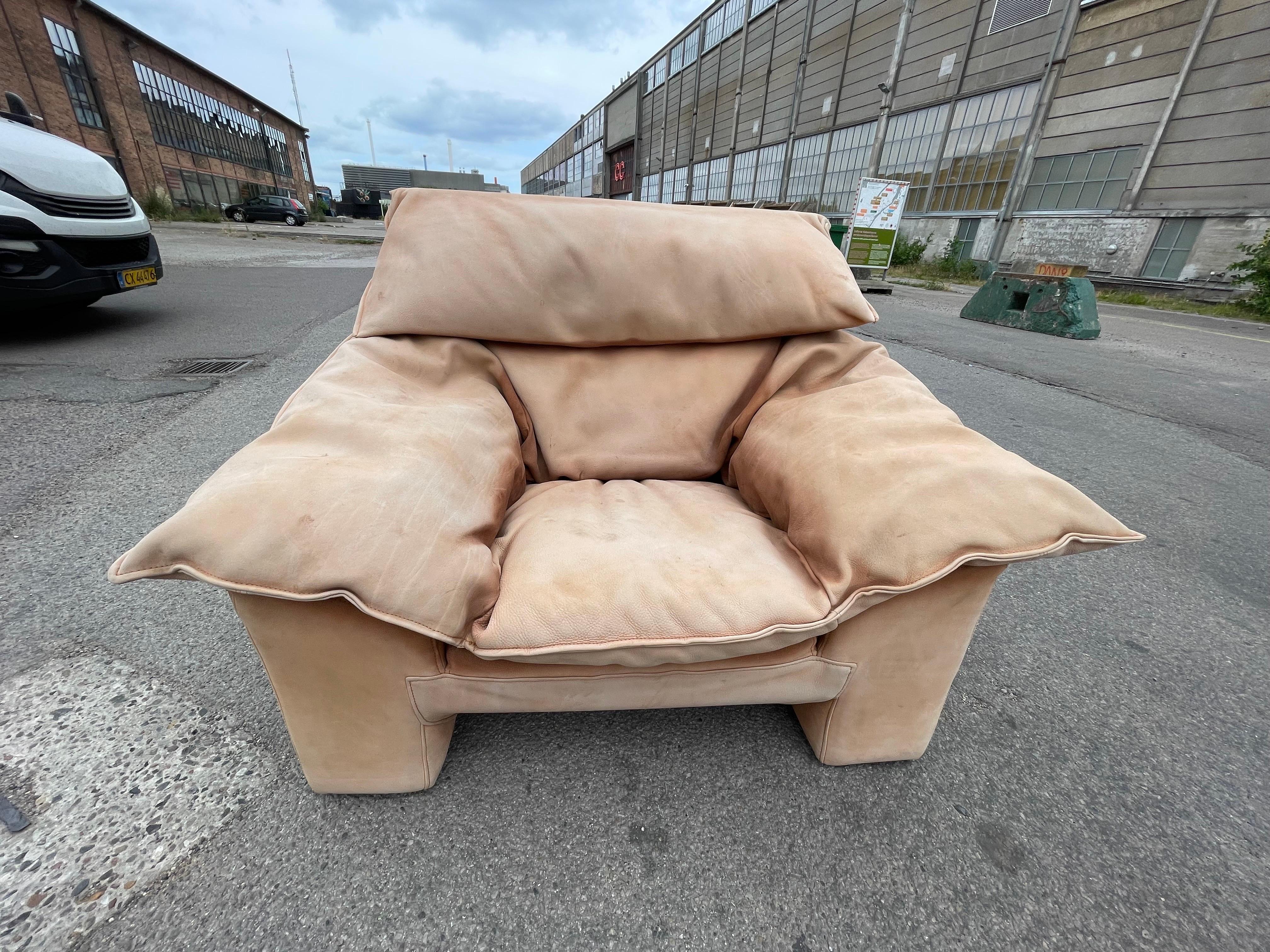 Sehr seltener Eilersen-Stuhl „Monza“ aus Wildleder,  Dänisches Design, hergestellt in den 1970er Jahren im Zustand „Gut“ im Angebot in Copenhagen, DK