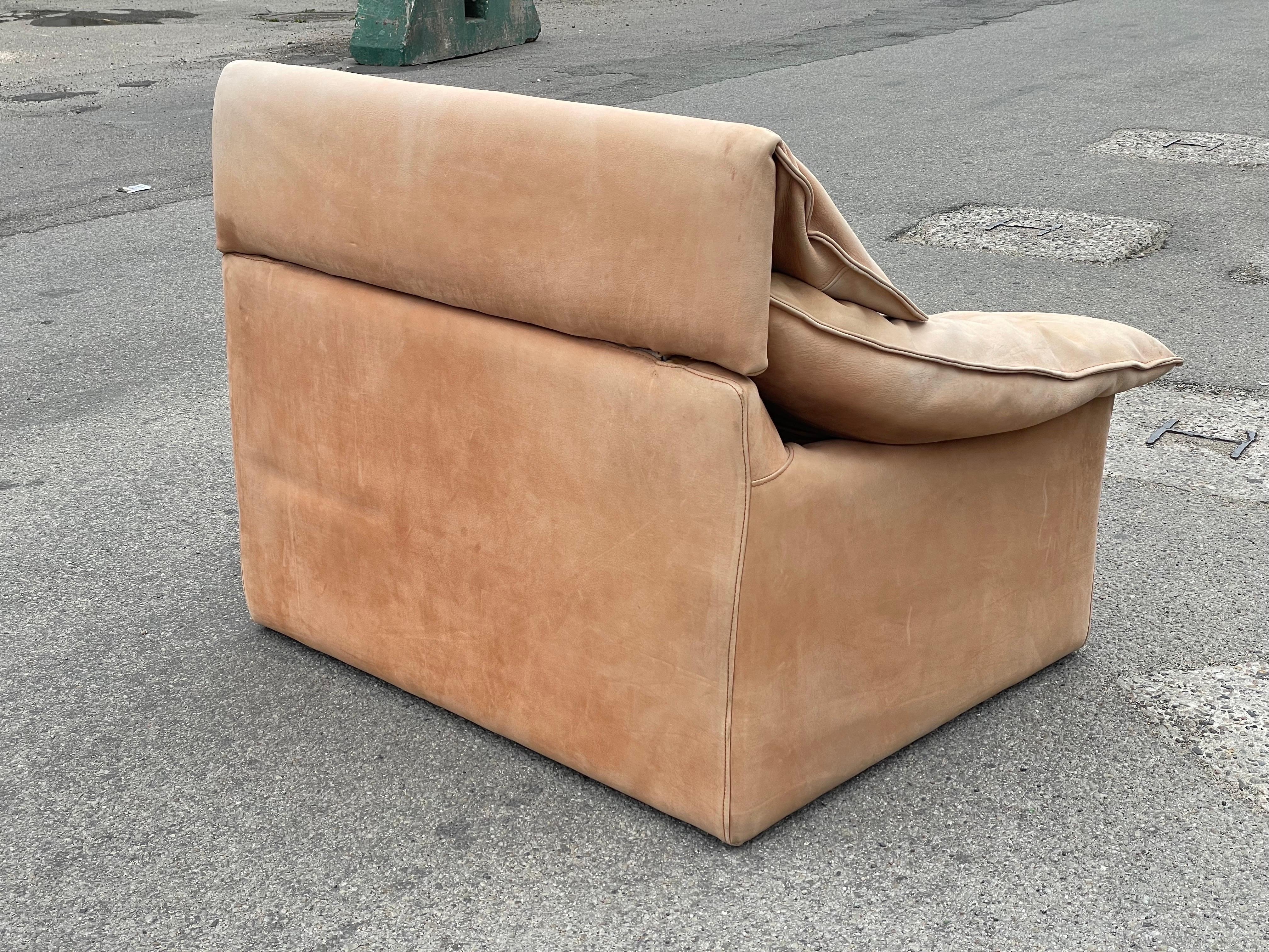 Sehr seltener Eilersen-Stuhl „Monza“ aus Wildleder,  Dänisches Design, hergestellt in den 1970er Jahren (Ende des 20. Jahrhunderts) im Angebot