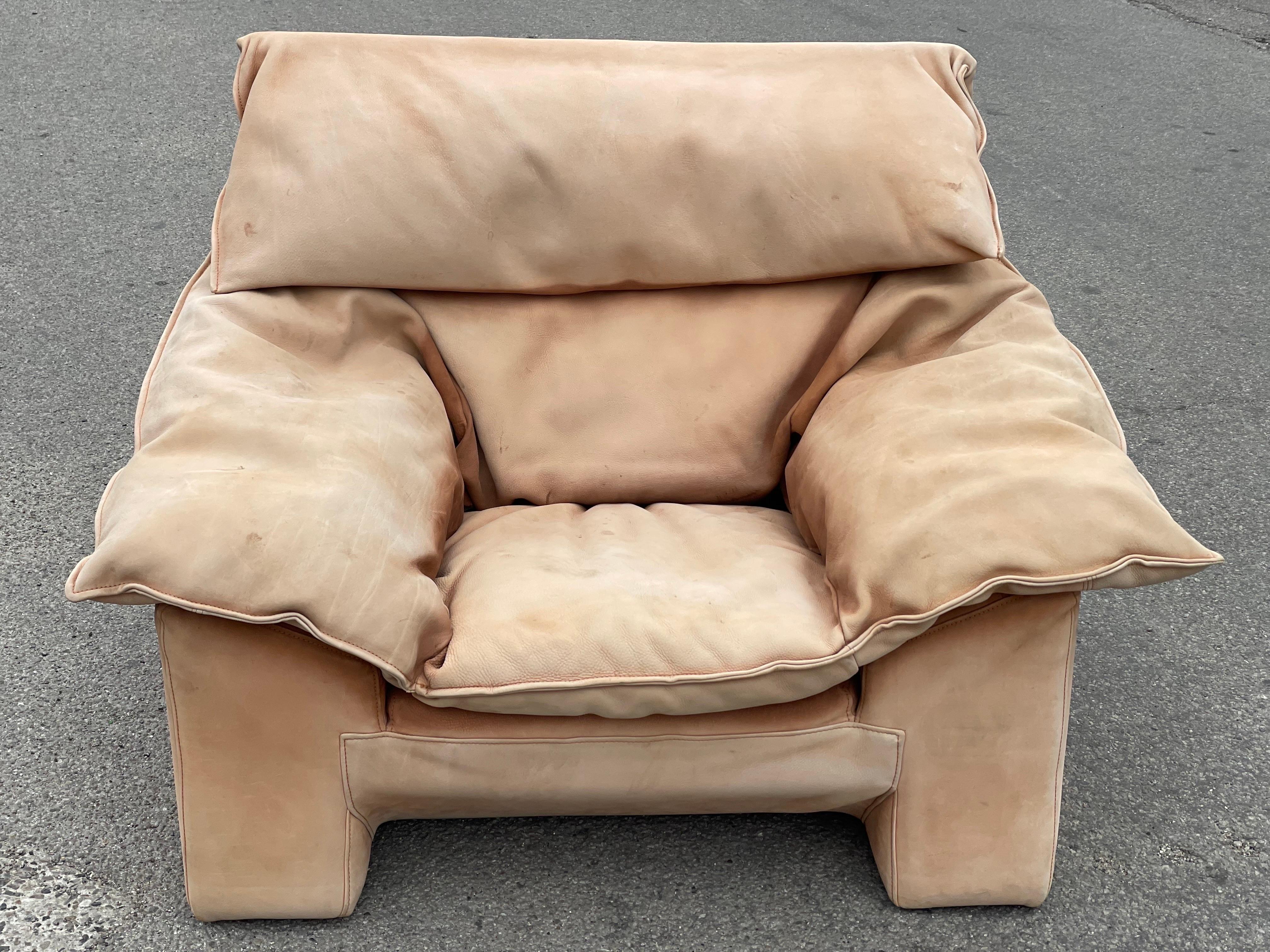 Sehr seltener Eilersen-Stuhl „Monza“ aus Wildleder,  Dänisches Design, hergestellt in den 1970er Jahren im Angebot 1