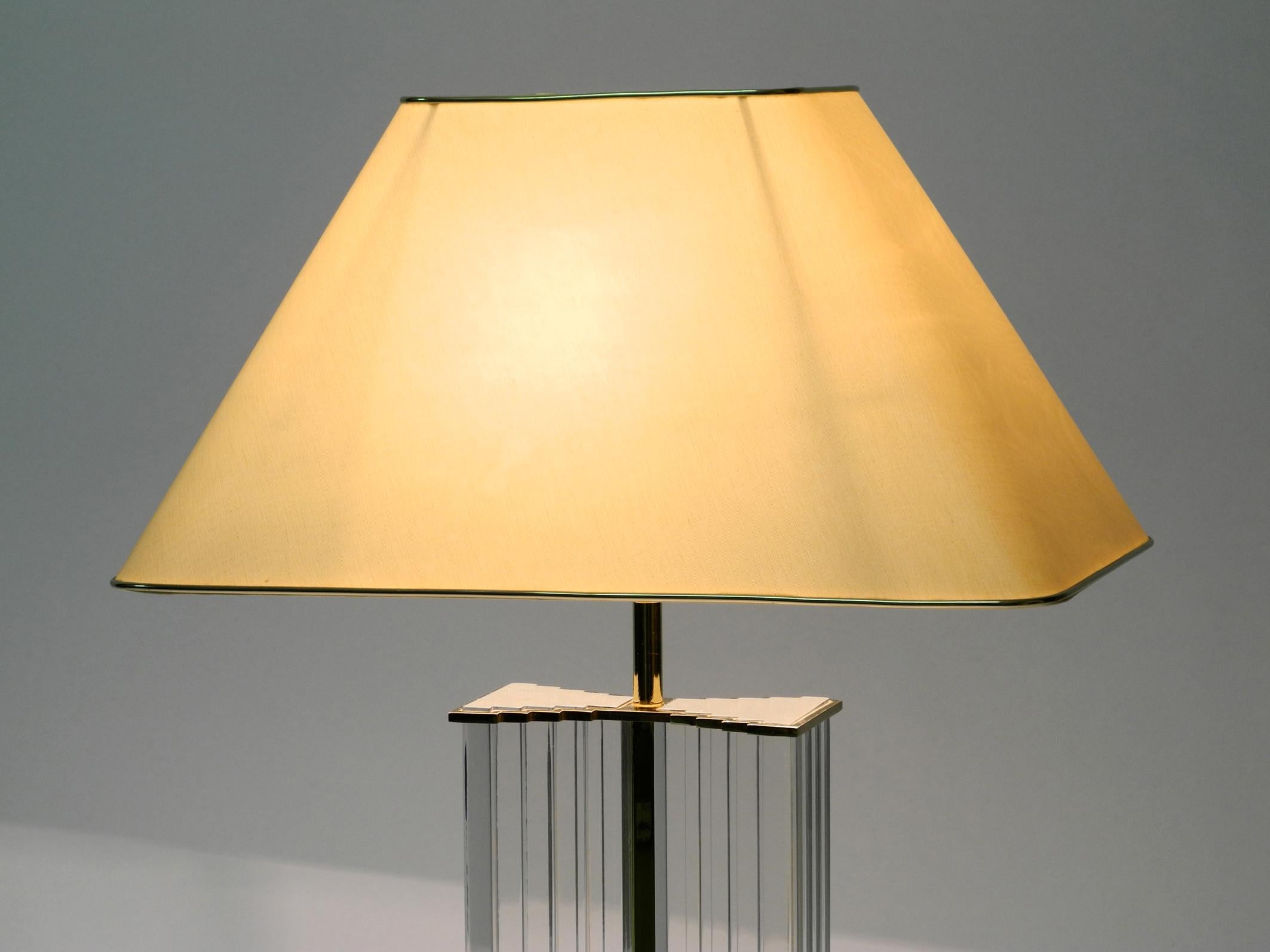 Very Rare Elegant Large Plexiglass Table Lamp from the 1970s with Silk Shade For Sale 5