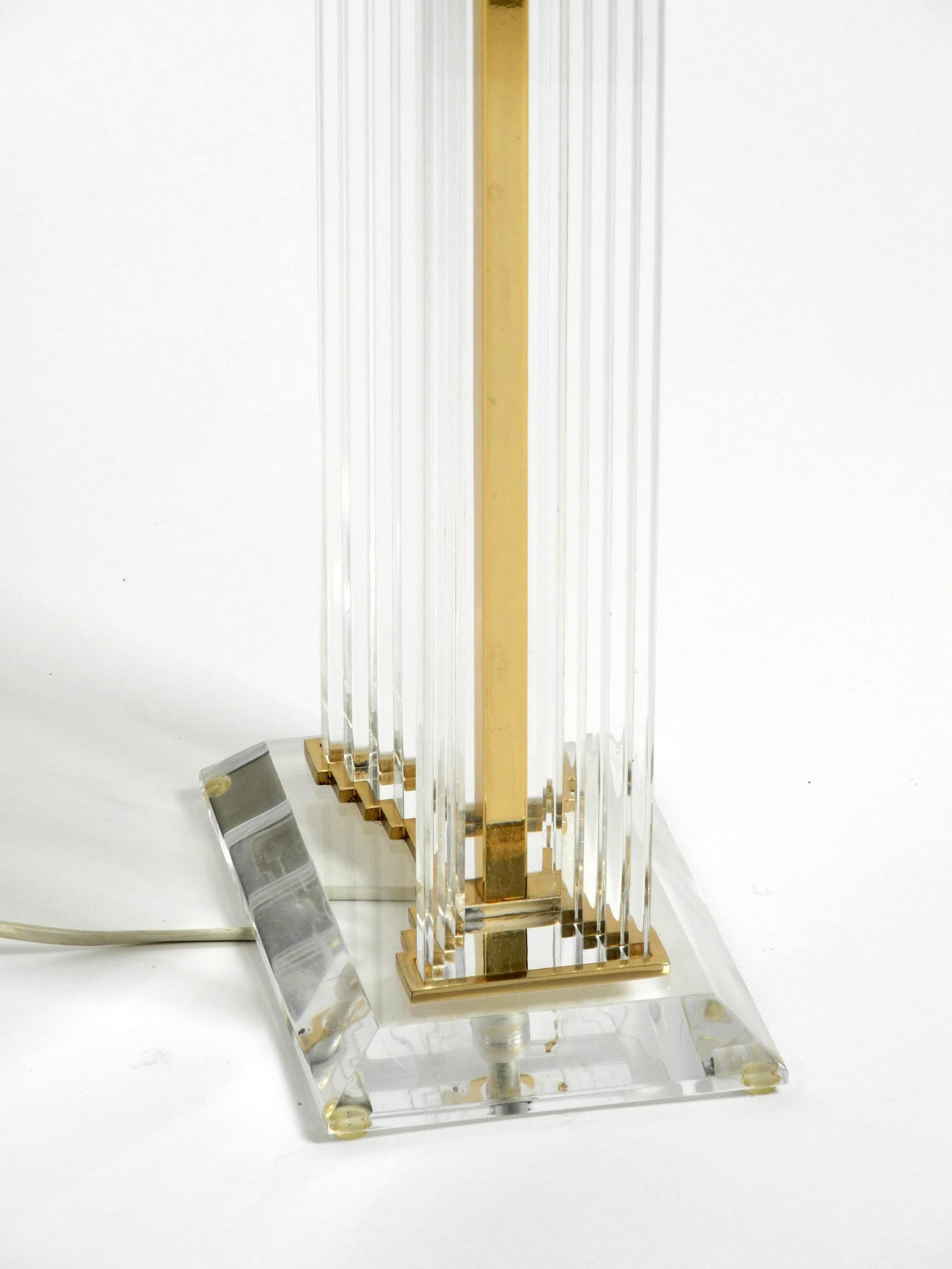 Very Rare Elegant Large Plexiglass Table Lamp from the 1970s with Silk Shade For Sale 9
