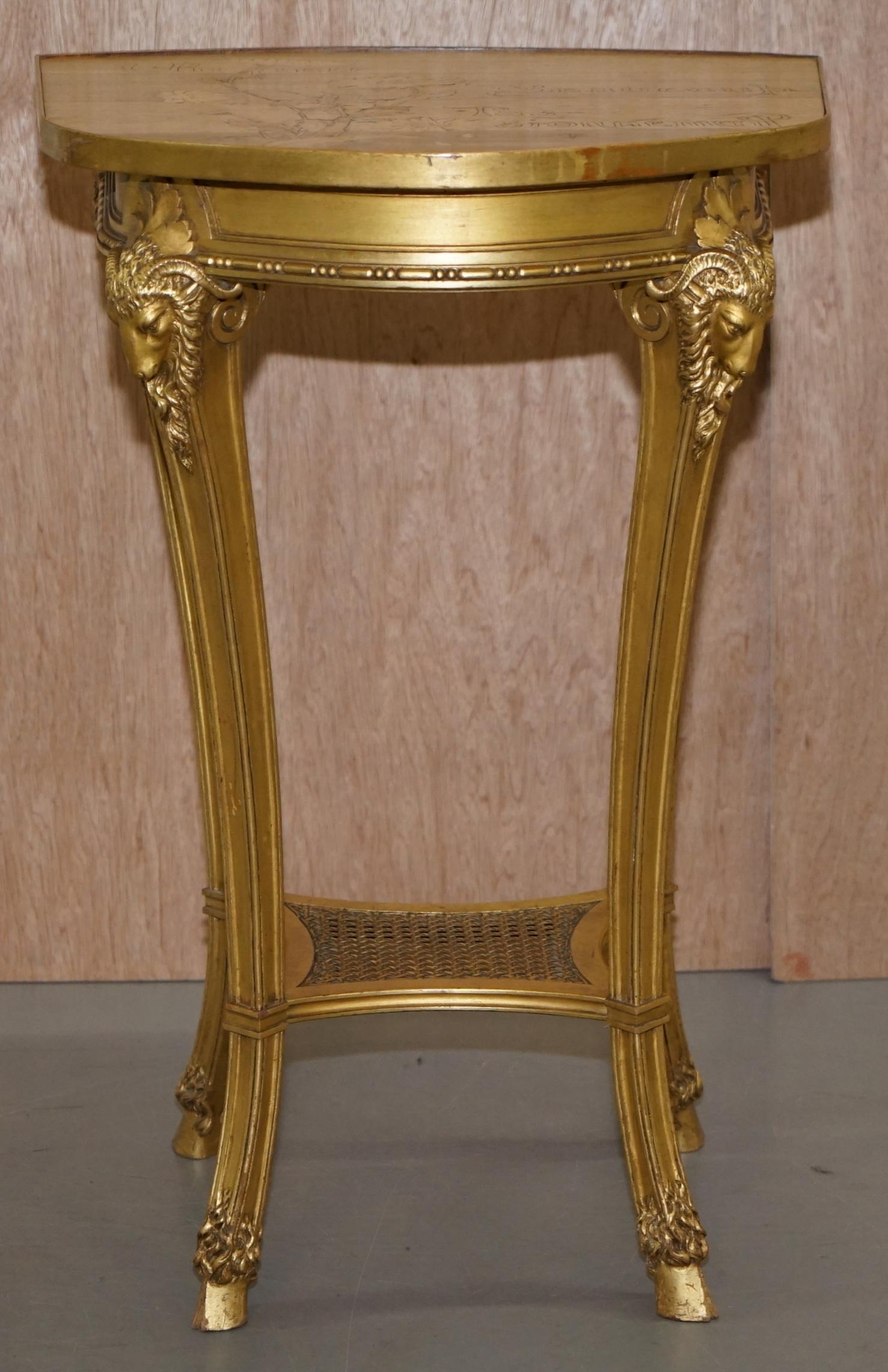 Very Rare Emile Galle Romantic Specimen Wood Table Un Peu Beaucoup Passionnement For Sale 6