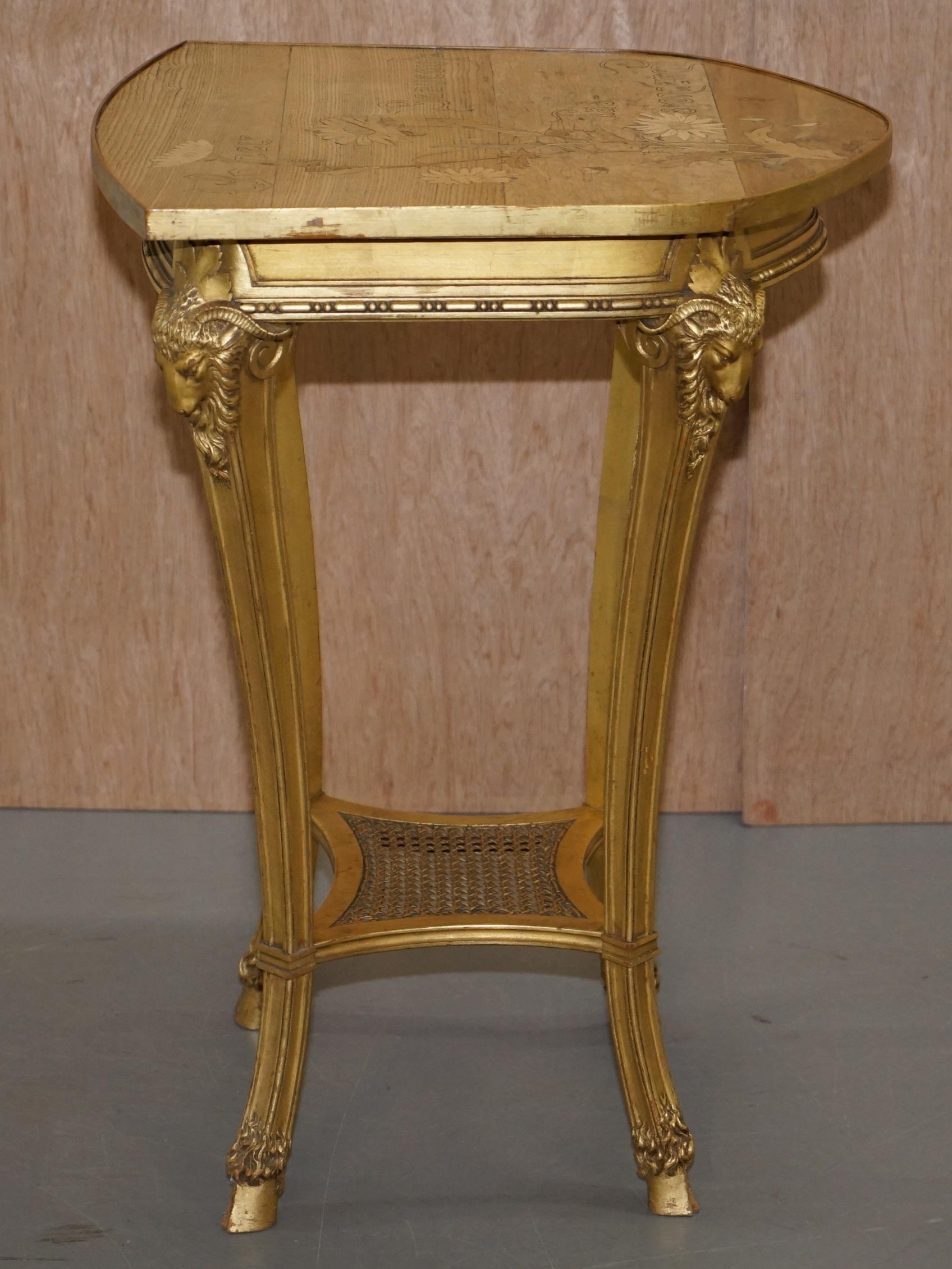 Very Rare Emile Galle Romantic Specimen Wood Table Un Peu Beaucoup Passionnement For Sale 9