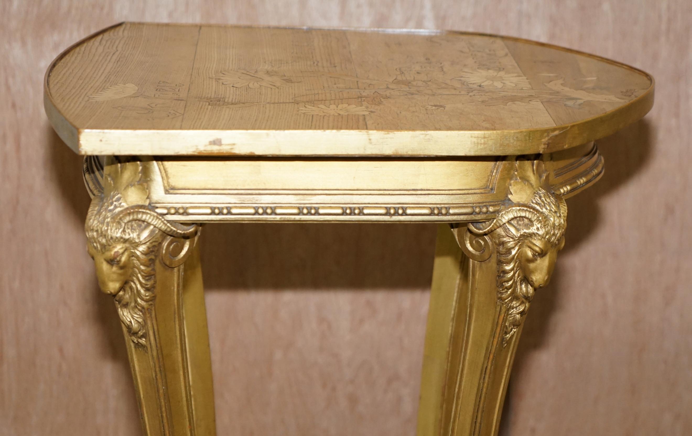 Very Rare Emile Galle Romantic Specimen Wood Table Un Peu Beaucoup Passionnement For Sale 10