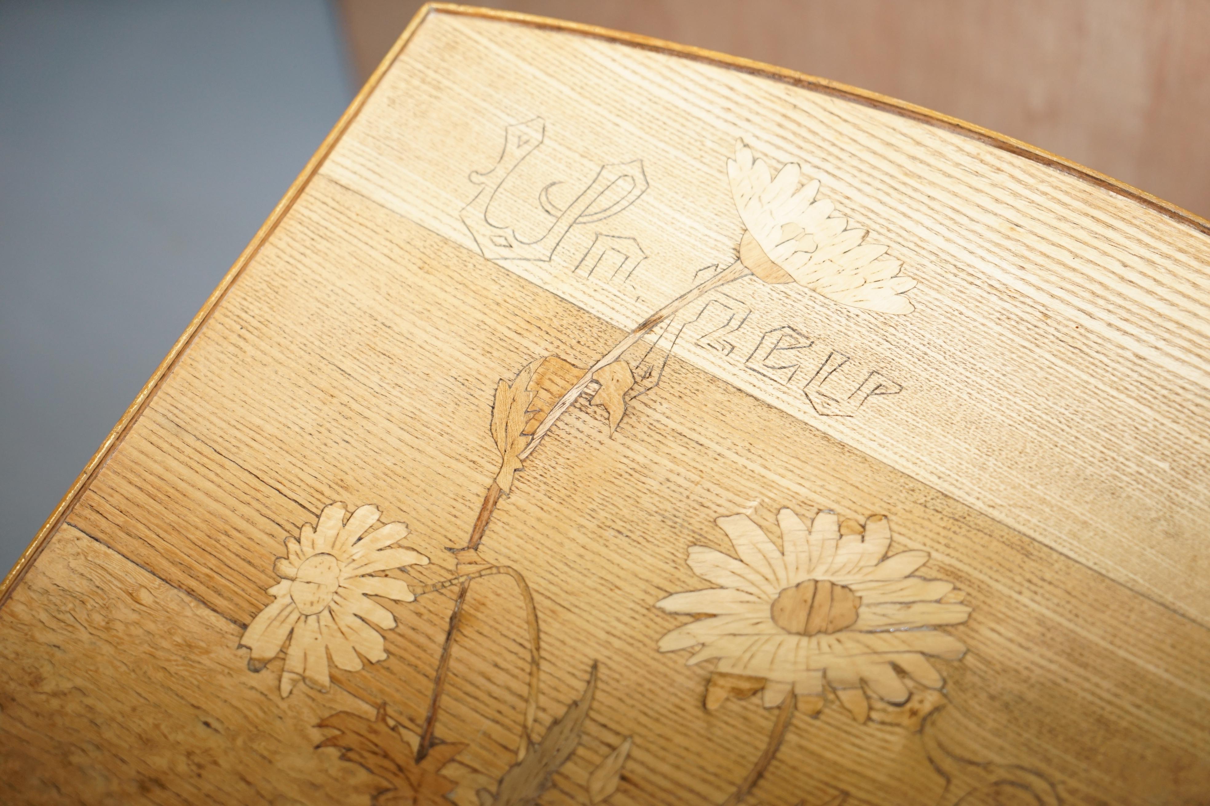 Very Rare Emile Galle Romantic Specimen Wood Table Un Peu Beaucoup Passionnement For Sale 2