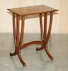 VERY RARE EMILE GALLE ROMANTIC SPECiMEN WOOD TABLE "WHEN I SING, LOVE WILL END"