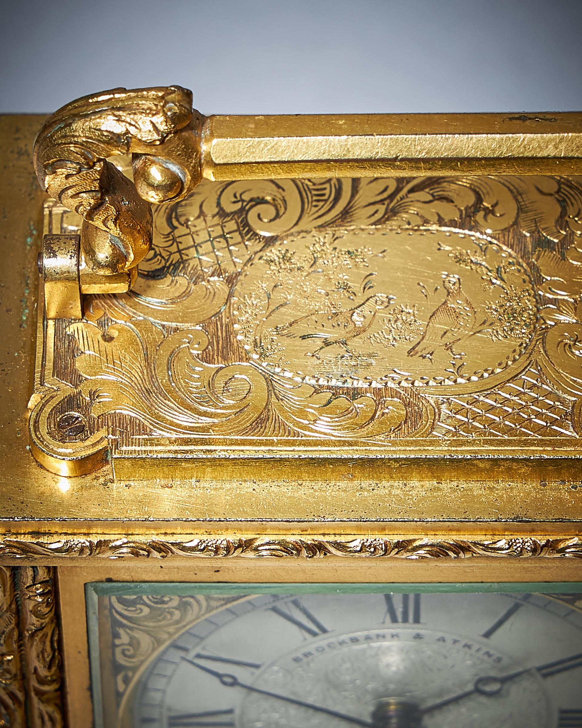 Très rare horloge à chariot anglaise signée Brockbank & Atkins London 3