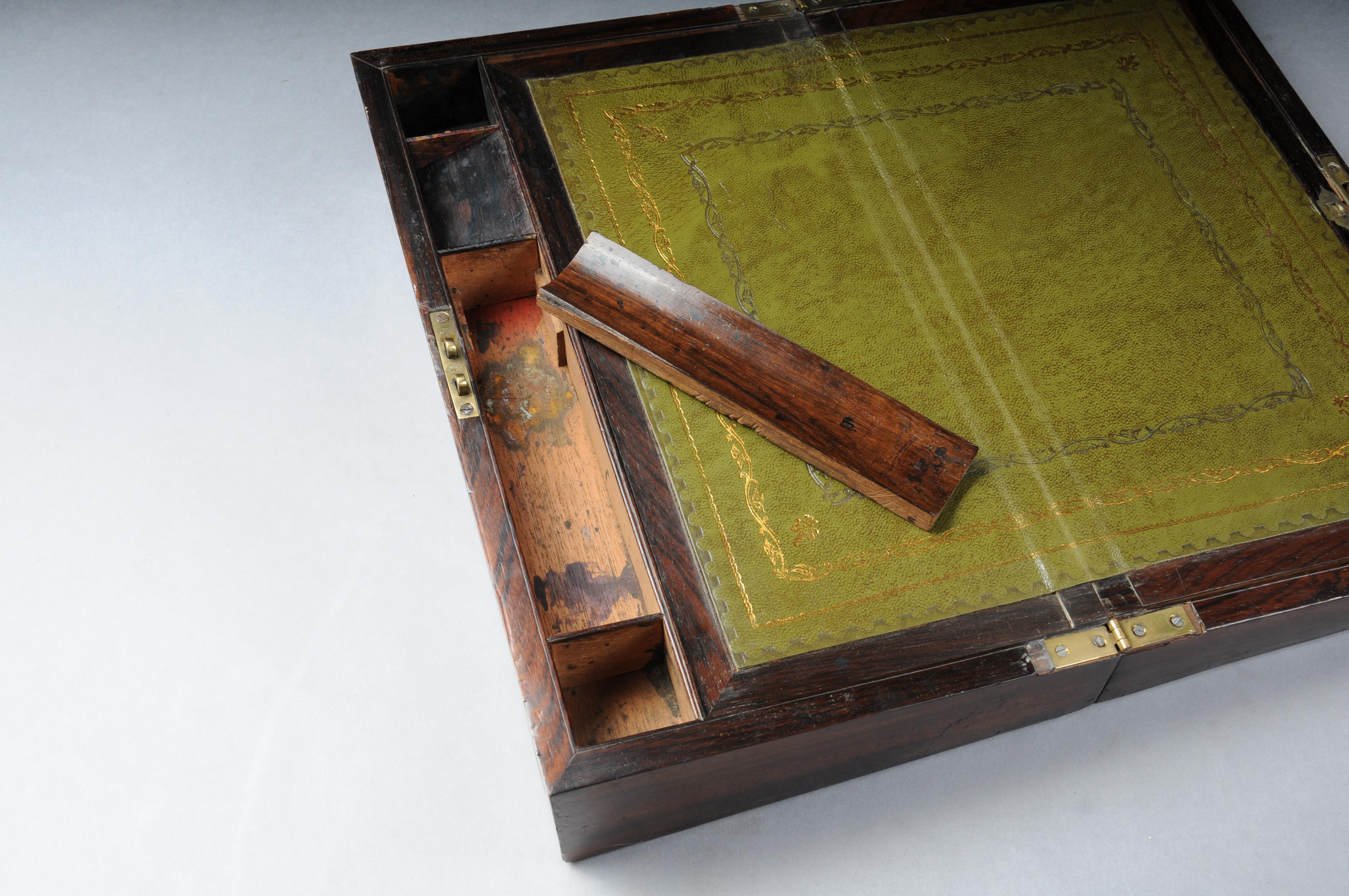 Very rare English travel writing desk/secretary chest around 1860 For Sale 9
