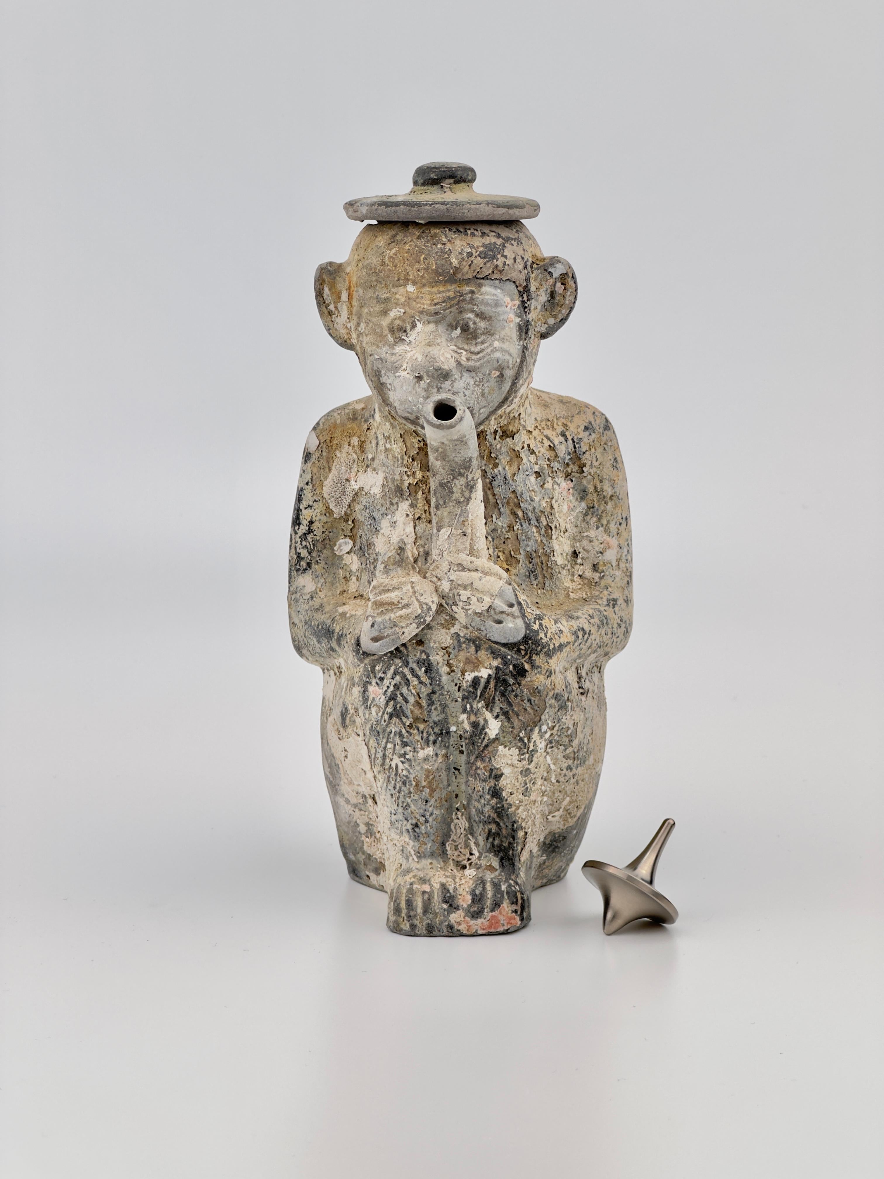 Chinese Very Rare Ewer of a Seated Monkey, C 1725, Qing Dynasty, Yongzheng Era For Sale