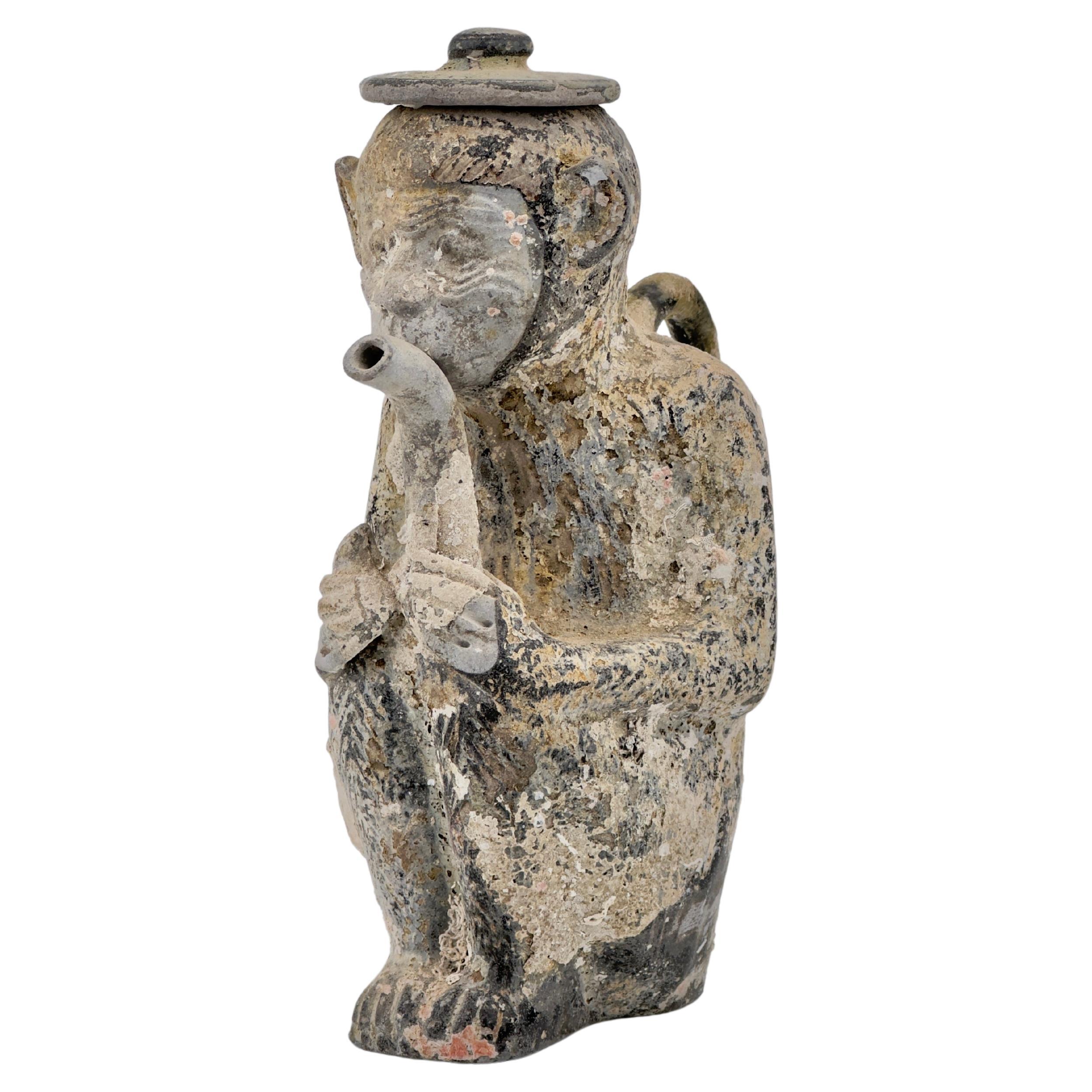 Very Rare Ewer of a Seated Monkey, C 1725, Qing Dynasty, Yongzheng Era For Sale