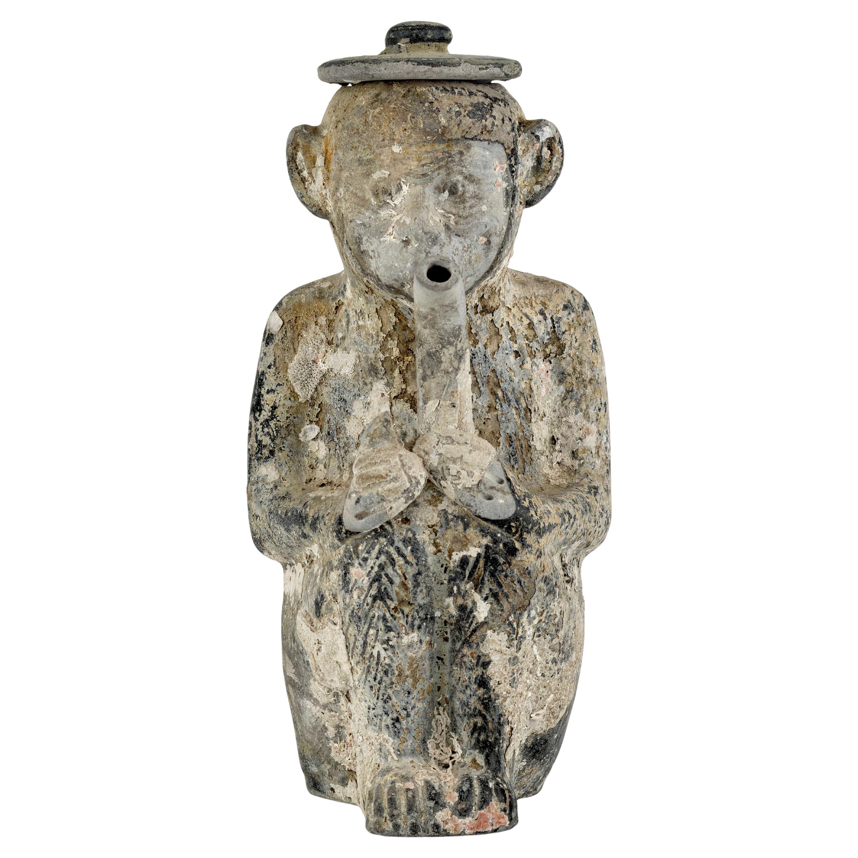 Very Rare Ewer of a Seated Monkey, C 1725, Qing Dynasty, Yongzheng Era