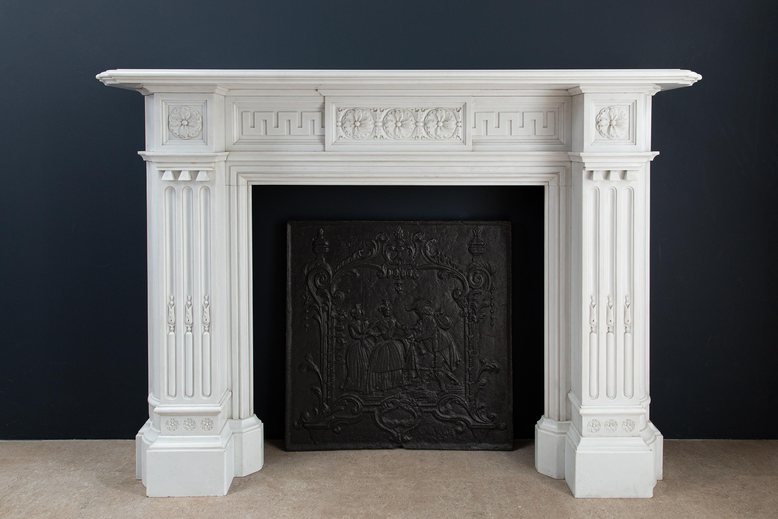 white antique fireplace