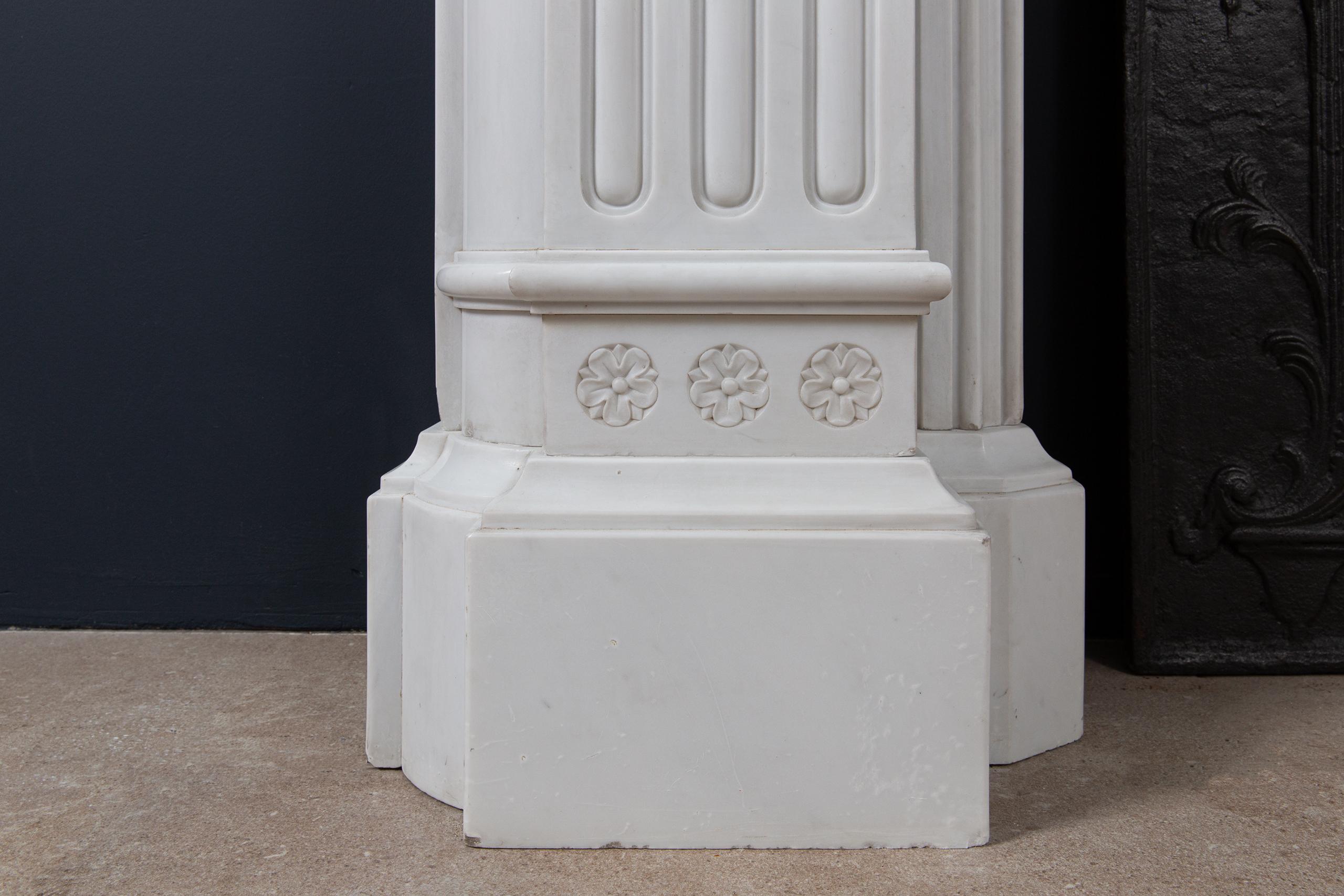 Hand-Carved Very Rare Exceptional Statuary Clear White Marble Antique Fireplace Surround For Sale
