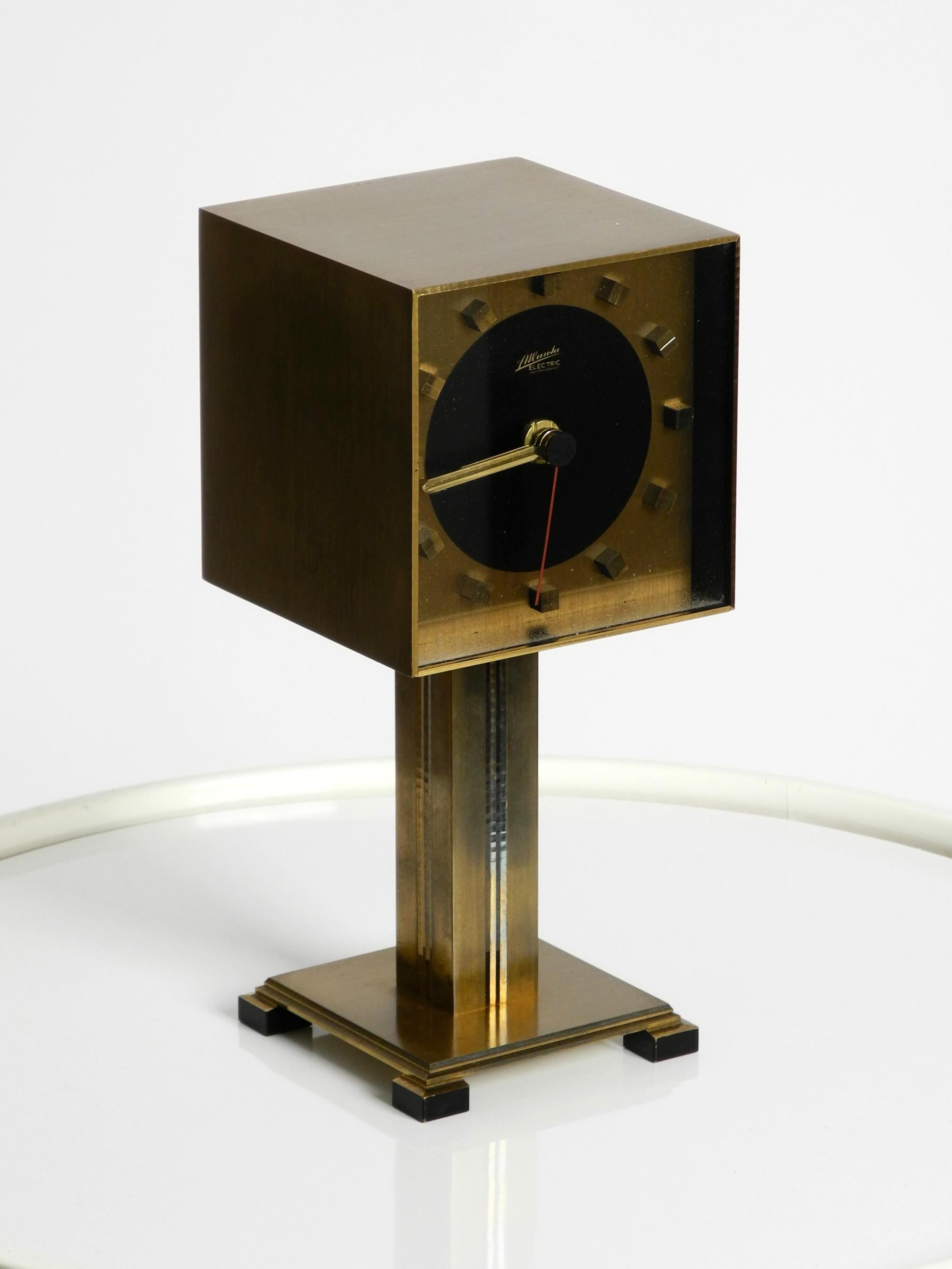 Very rare fancy 1960s brass table clock by Atlanta Electric Germany For Sale 5