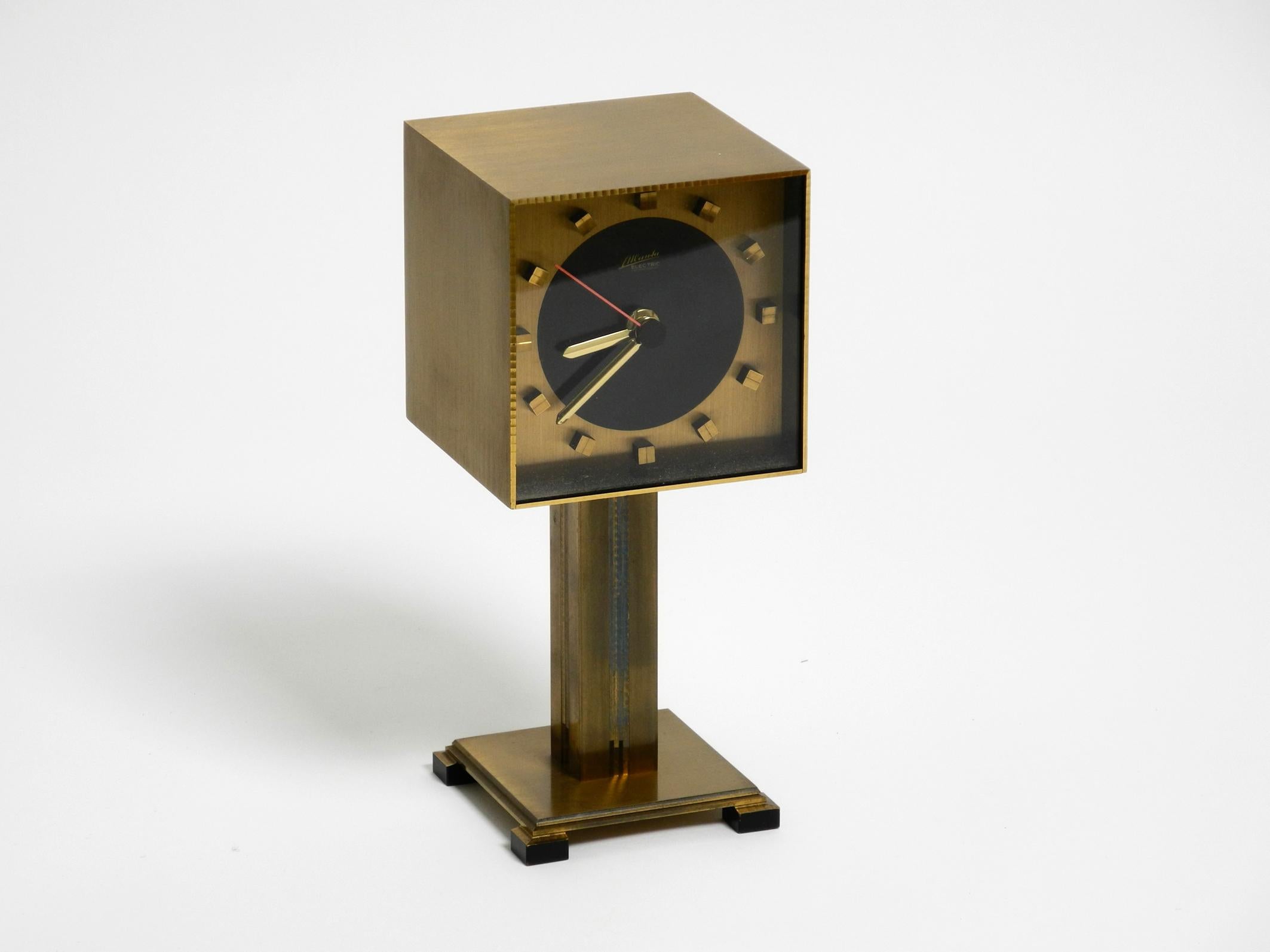 Very rare fancy 1960s brass table clock by Atlanta Electric Germany For Sale 6