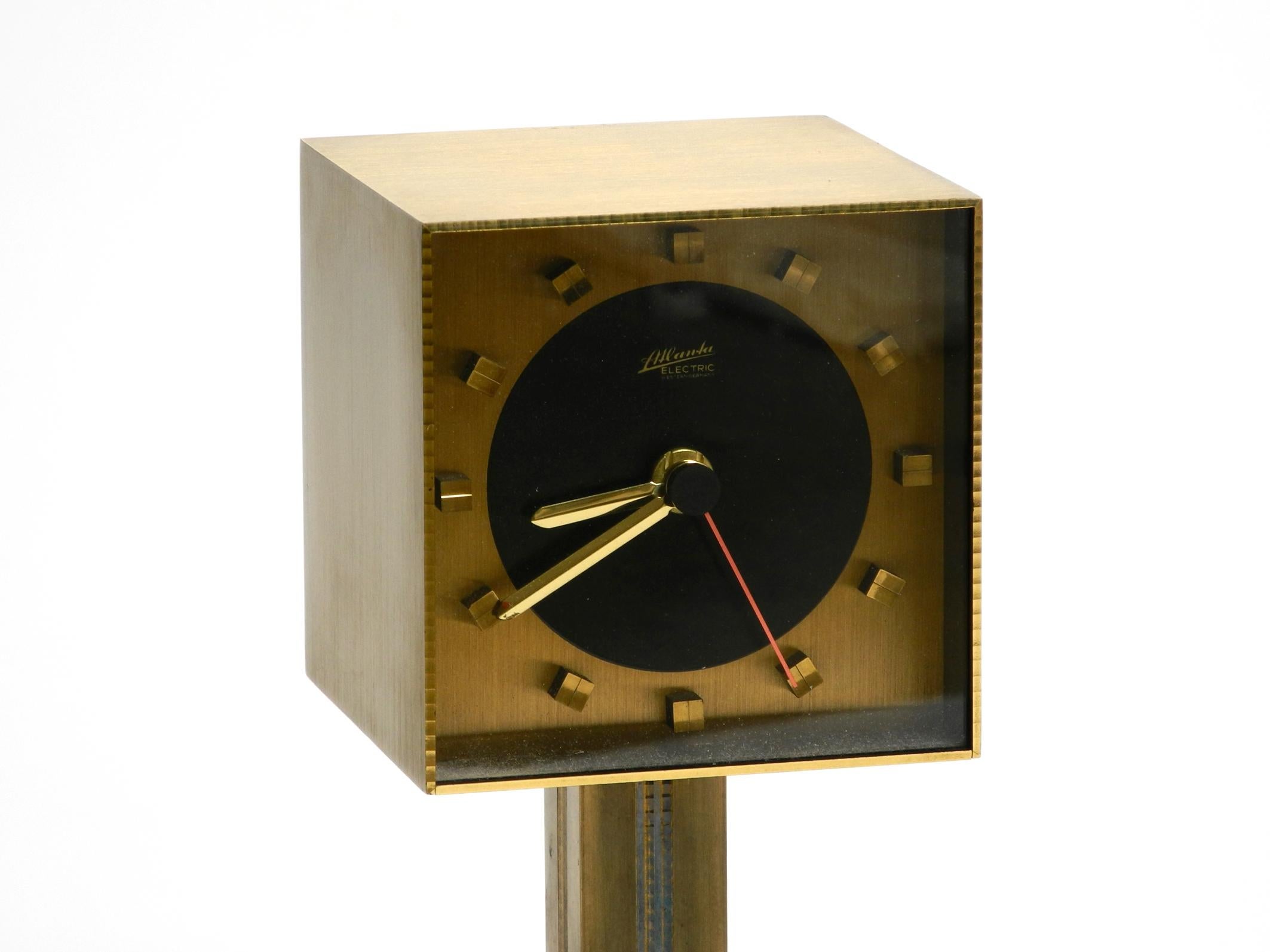 Very rare fancy 1960s brass table clock by Atlanta Electric Germany For Sale 7