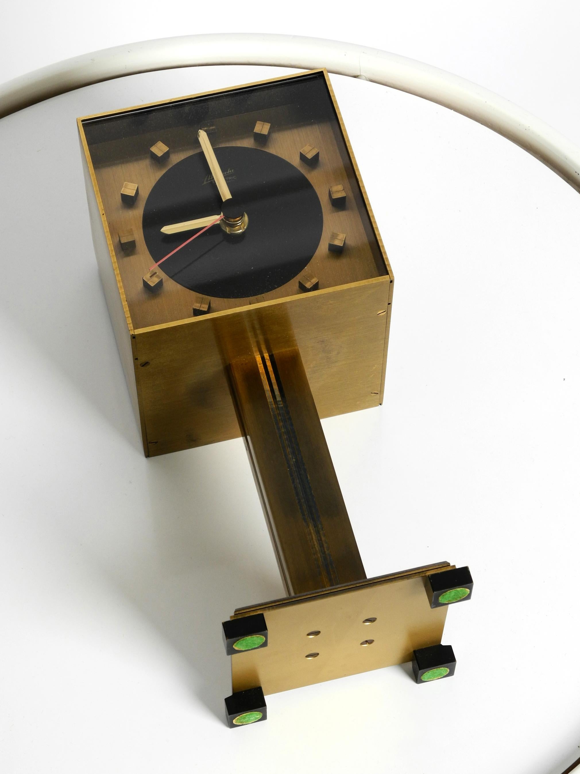 Space Age Very rare fancy 1960s brass table clock by Atlanta Electric Germany For Sale