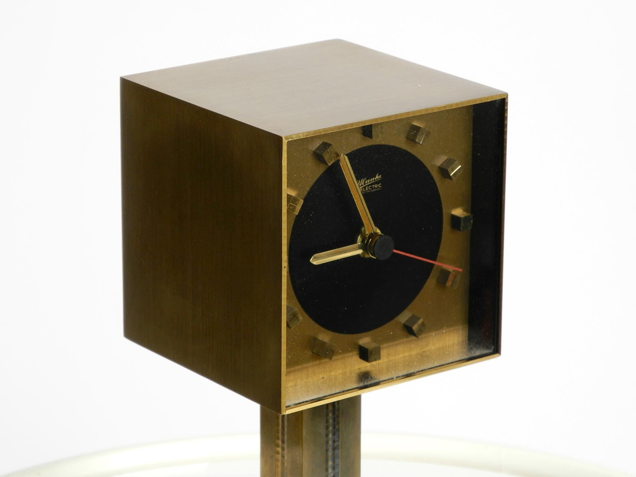 Brass Very rare fancy 1960s brass table clock by Atlanta Electric Germany For Sale