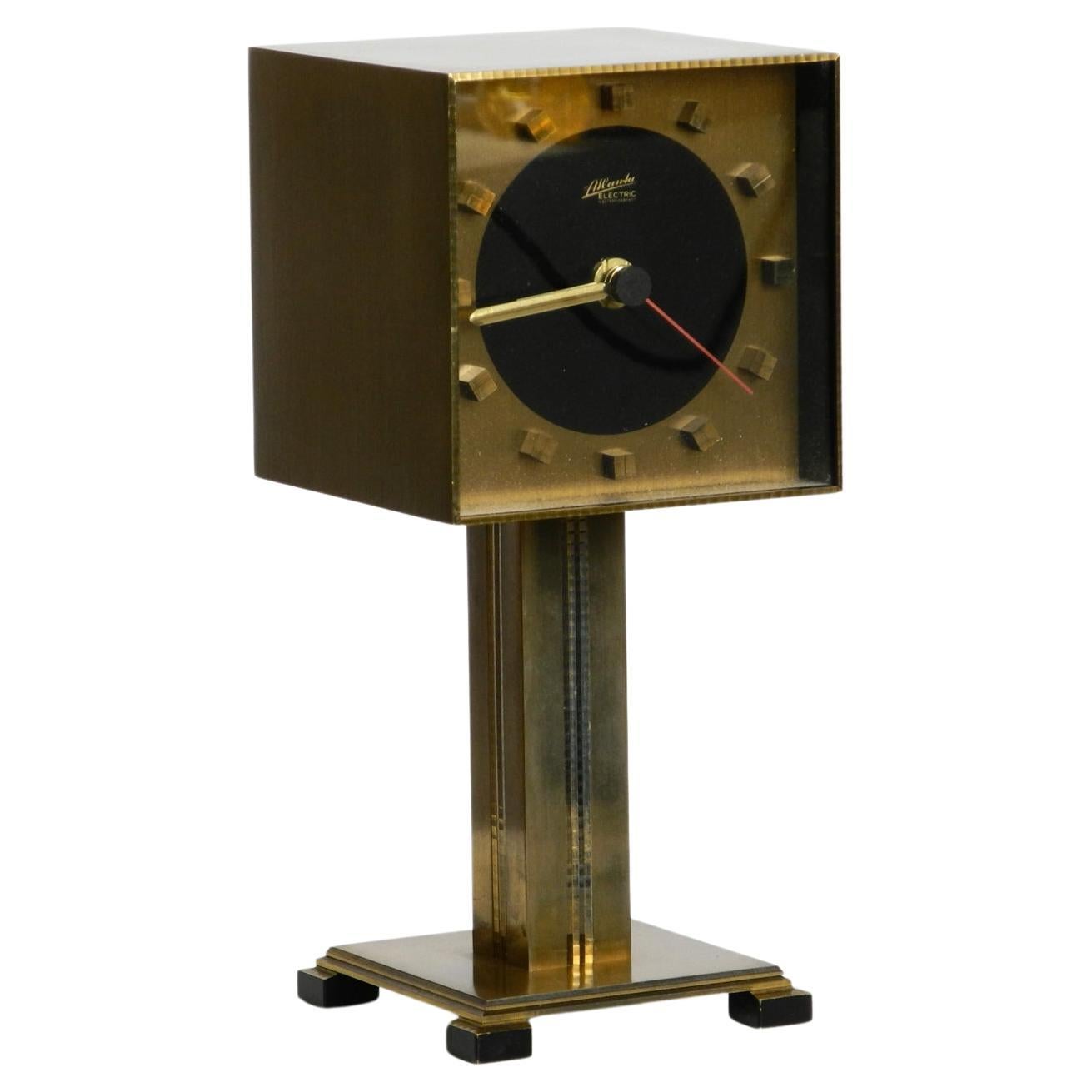 Very rare fancy 1960s brass table clock by Atlanta Electric Germany For Sale