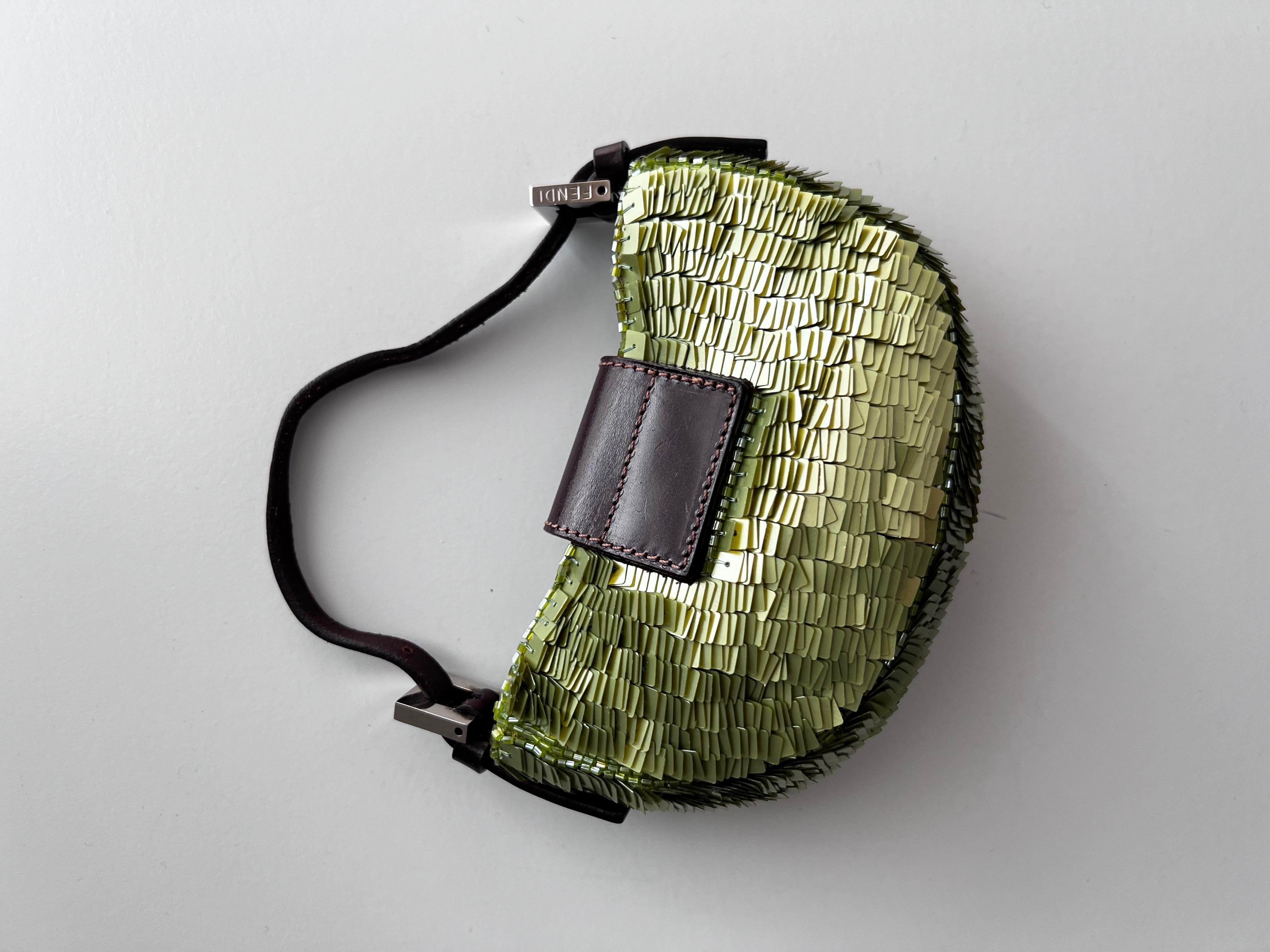 Women's or Men's Very rare FENDI Green Sequin Croissant bag
