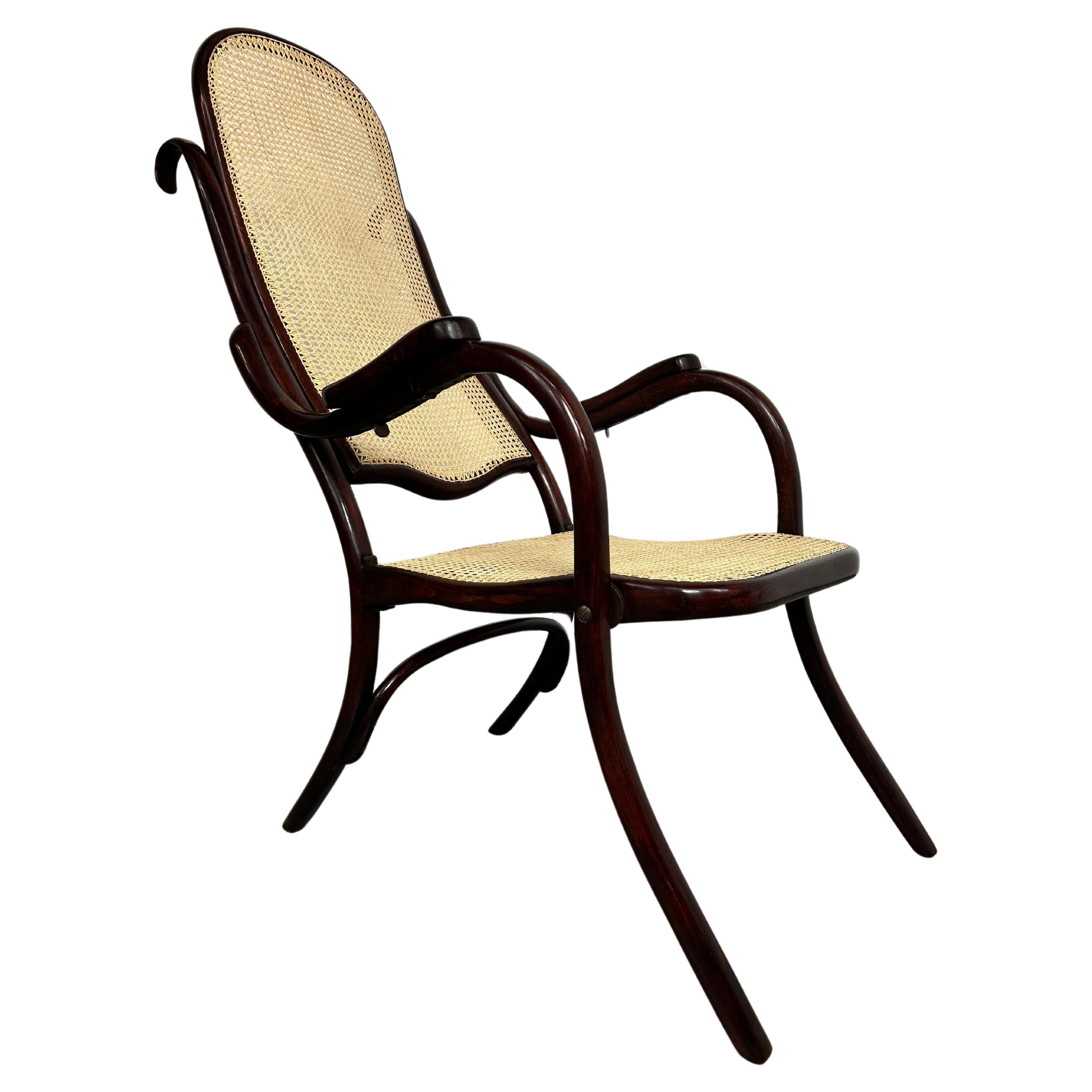 Very rare folding easy chair no.1 by Thonet For Sale