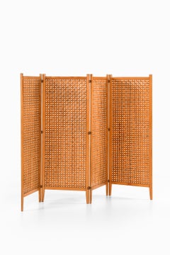 Very Rare Folding Screen / Room Divider in Pine with Suede Strings, 1950's