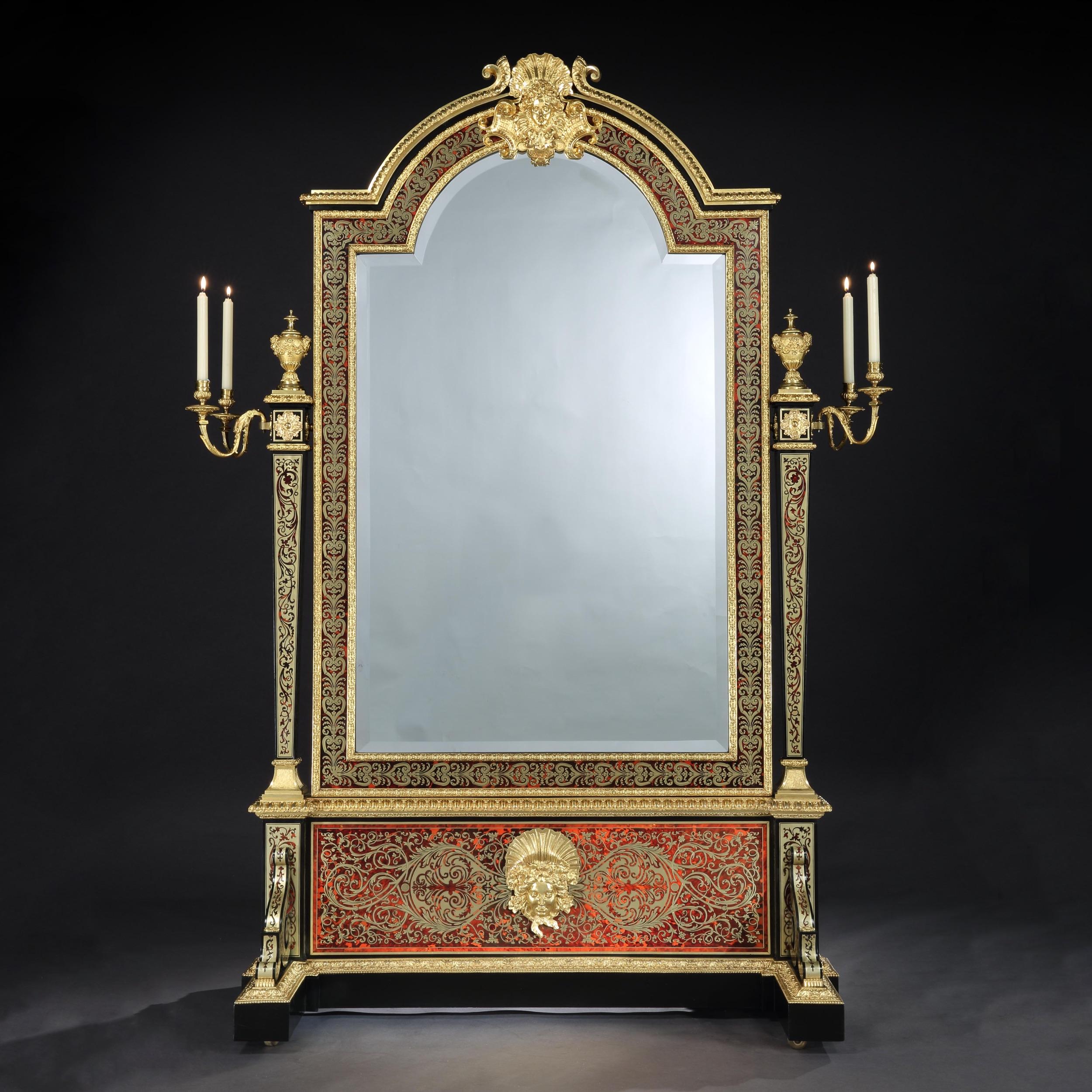Louis XIV Very Rare French Boulle Marquetry Inlay Cheval Mirror For Sale