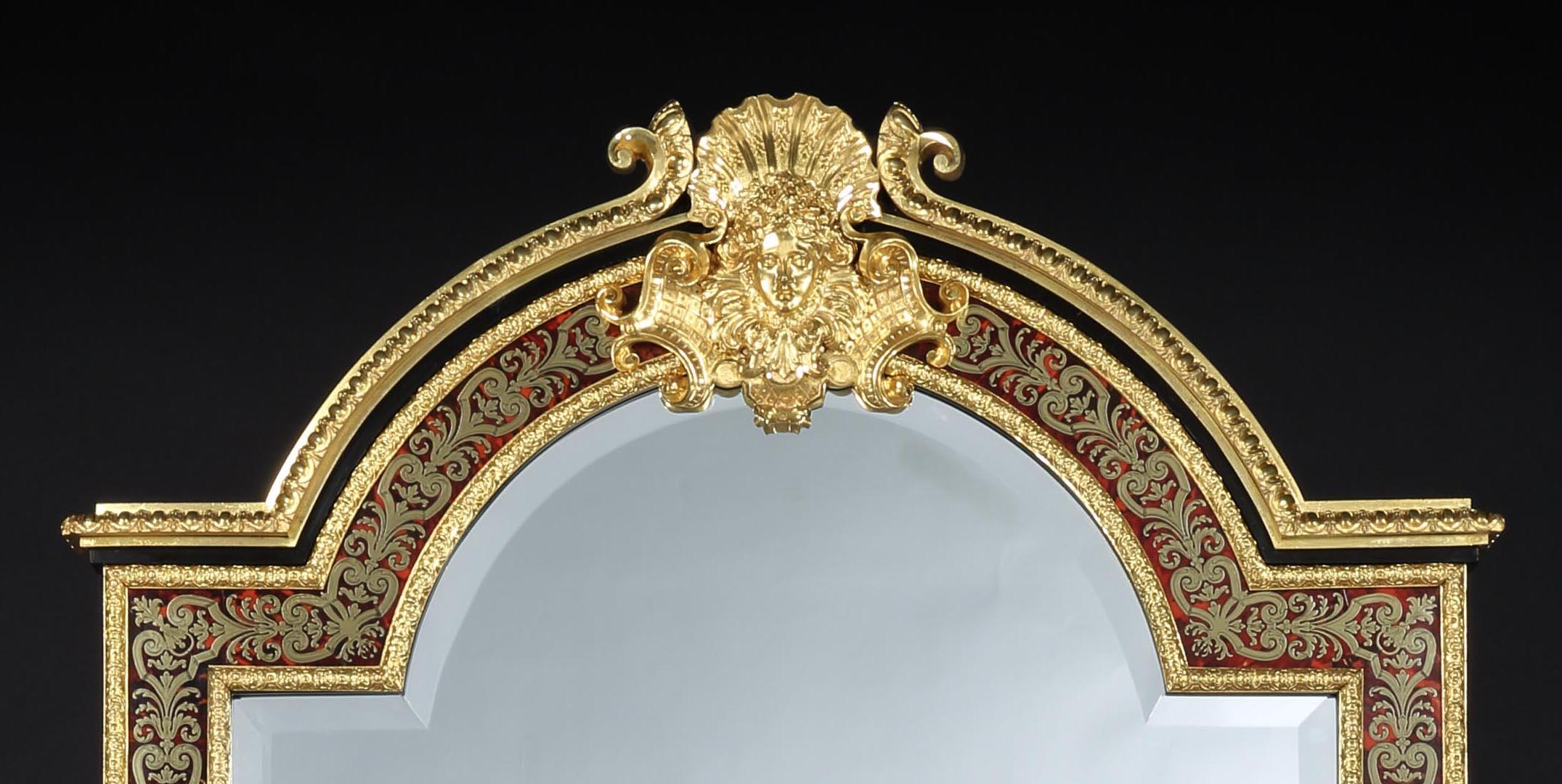 Brass Very Rare French Boulle Marquetry Inlay Cheval Mirror For Sale