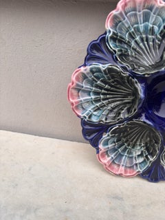 Very Rare French Majolica Oyster Plate Fives Lille, circa 1890