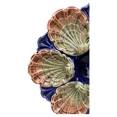 Very Rare French Majolica Oyster Plate Fives Lille, circa 1890