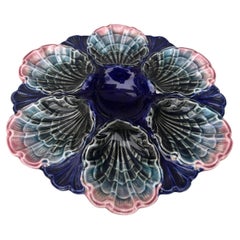 Very Rare French Majolica Oyster Plate Fives Lille, circa 1890