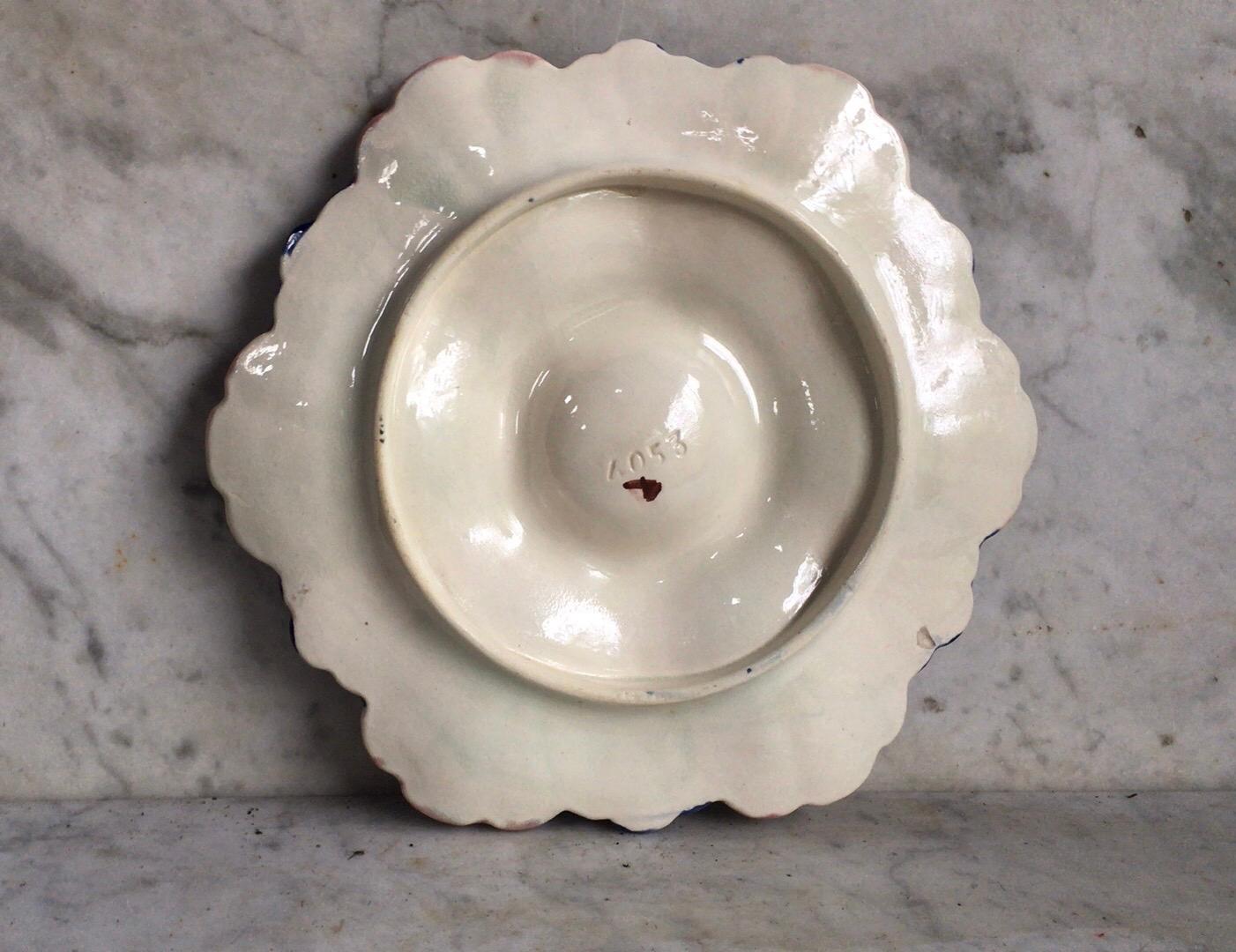 Late 19th Century Very Rare French Majolica Oyster Plate Fives Lille, circa 1890