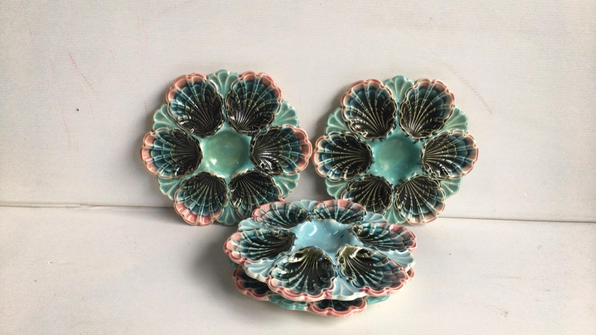 Ceramic Very Rare French Majolica Oyster Plate Fives Lille, circa 1890