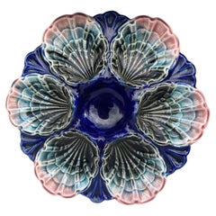 Very Rare French Majolica Oyster Plate Fives Lille, circa 1890