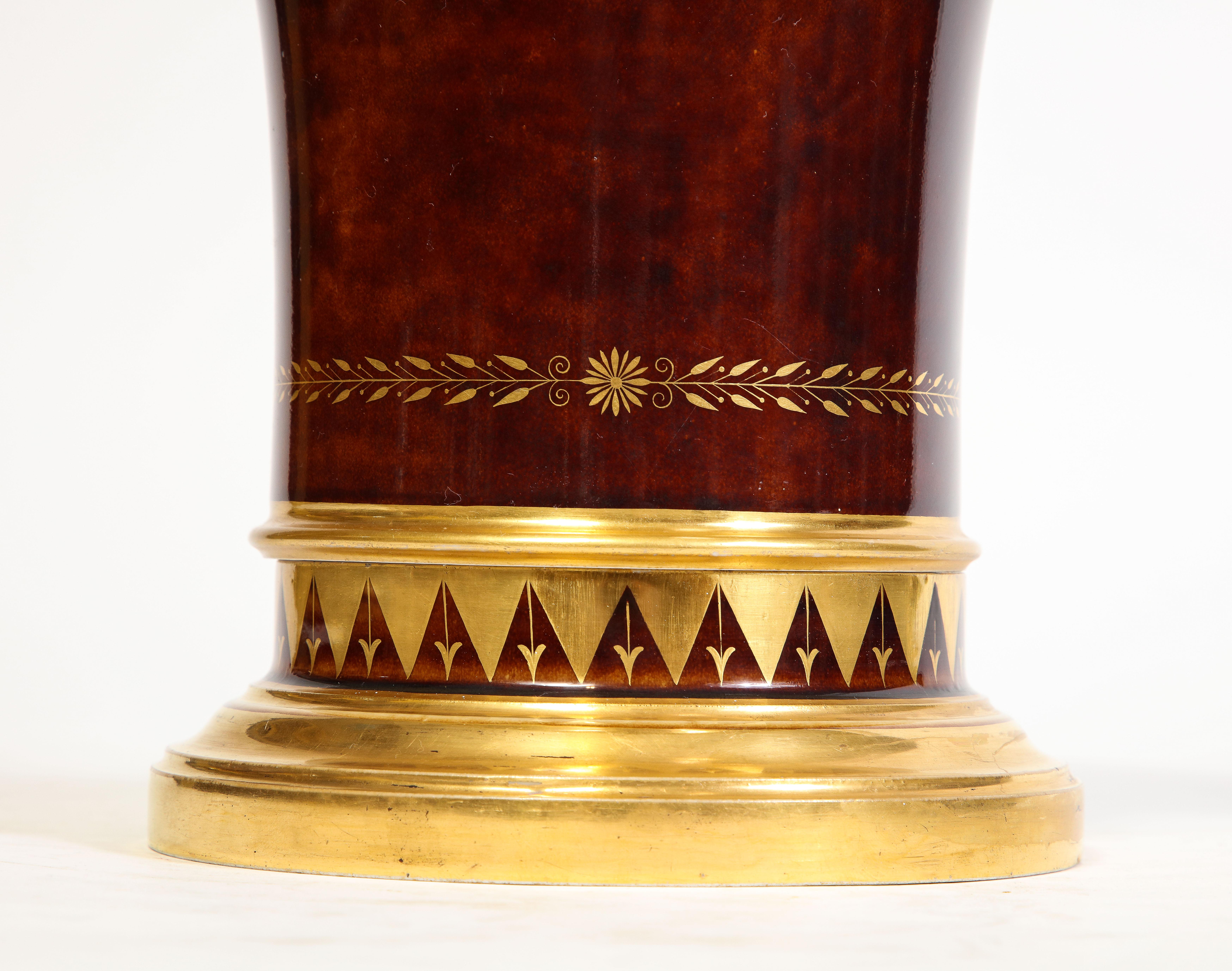 Very Rare French Sevres Faux Bois Flower-Pot & Underplate, Signed Sevres Marks For Sale 1