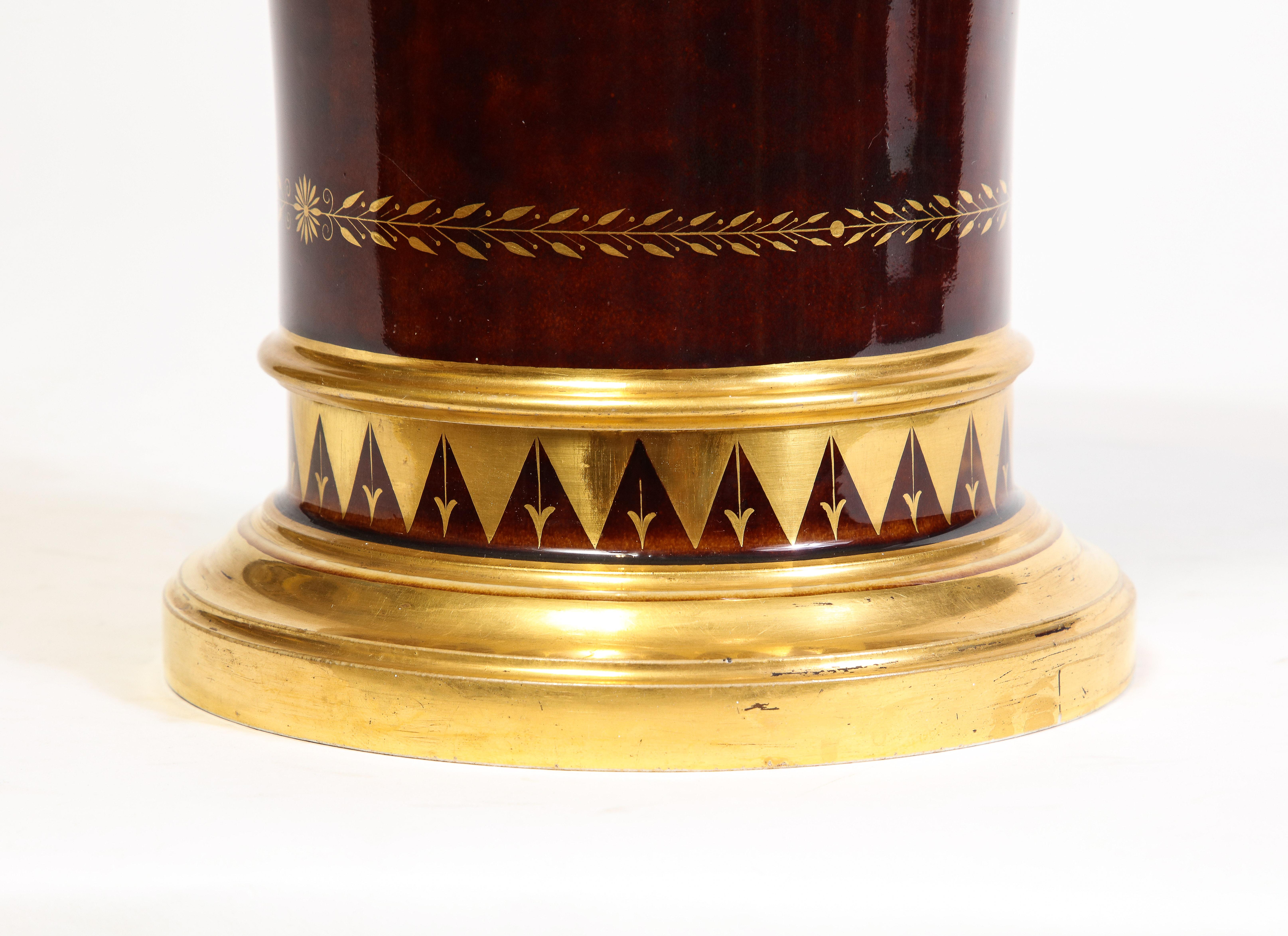 Very Rare French Sevres Faux Bois Flower-Pot & Underplate, Signed Sevres Marks For Sale 2