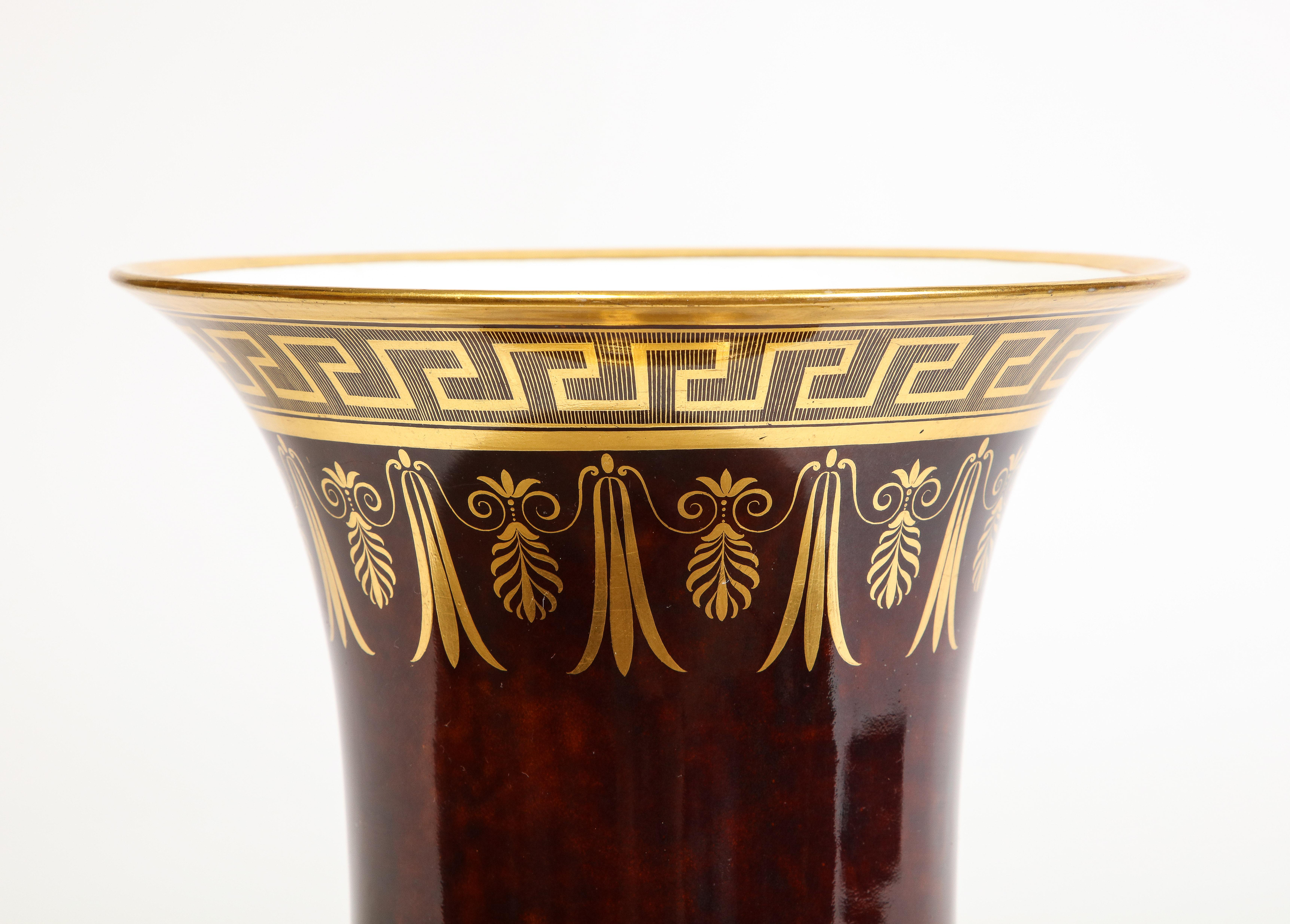 19th Century Very Rare French Sevres Faux Bois Flower-Pot & Underplate, Signed Sevres Marks For Sale