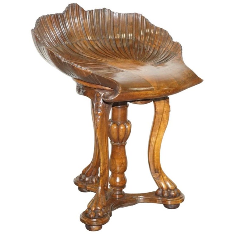 Fantasy Stool Very Rare Fully Restored 19th Century 1880 Italian Venetian Grotto ...
