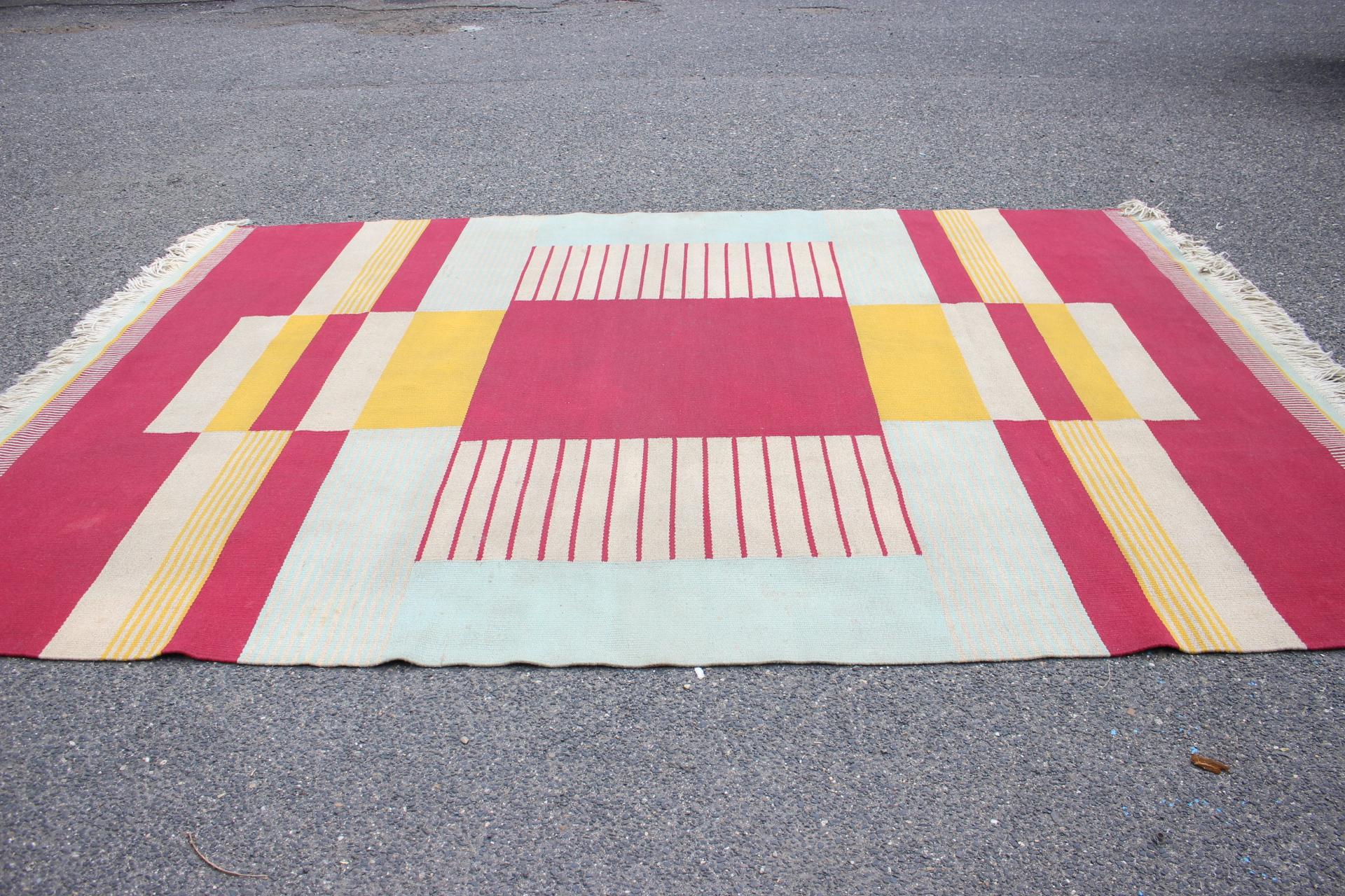 Czech Very Rare Geometric Original Carpet Designed by Antonin Kybal, 1940s For Sale