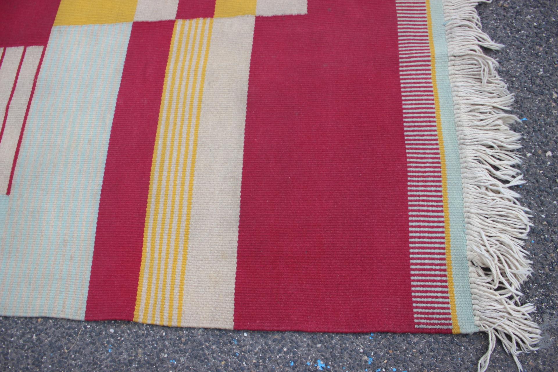 Mid-20th Century Very Rare Geometric Original Carpet Designed by Antonin Kybal, 1940s For Sale
