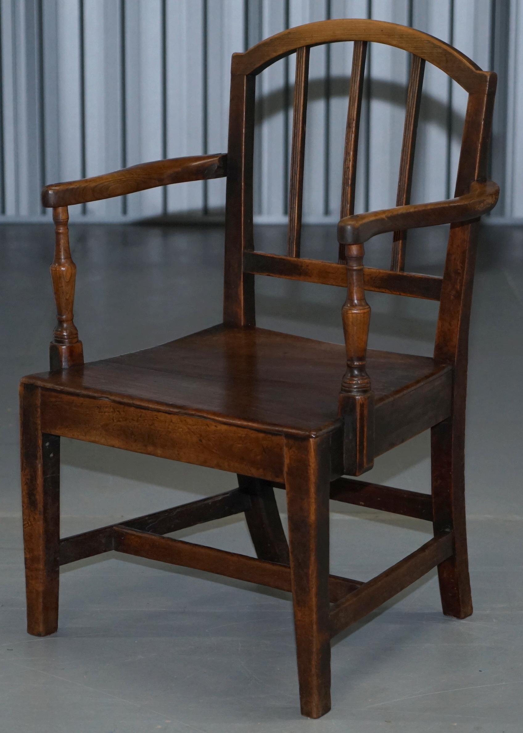 English Very Rare George II circa 1760 Primitive Carver Armchair Original Period Repairs