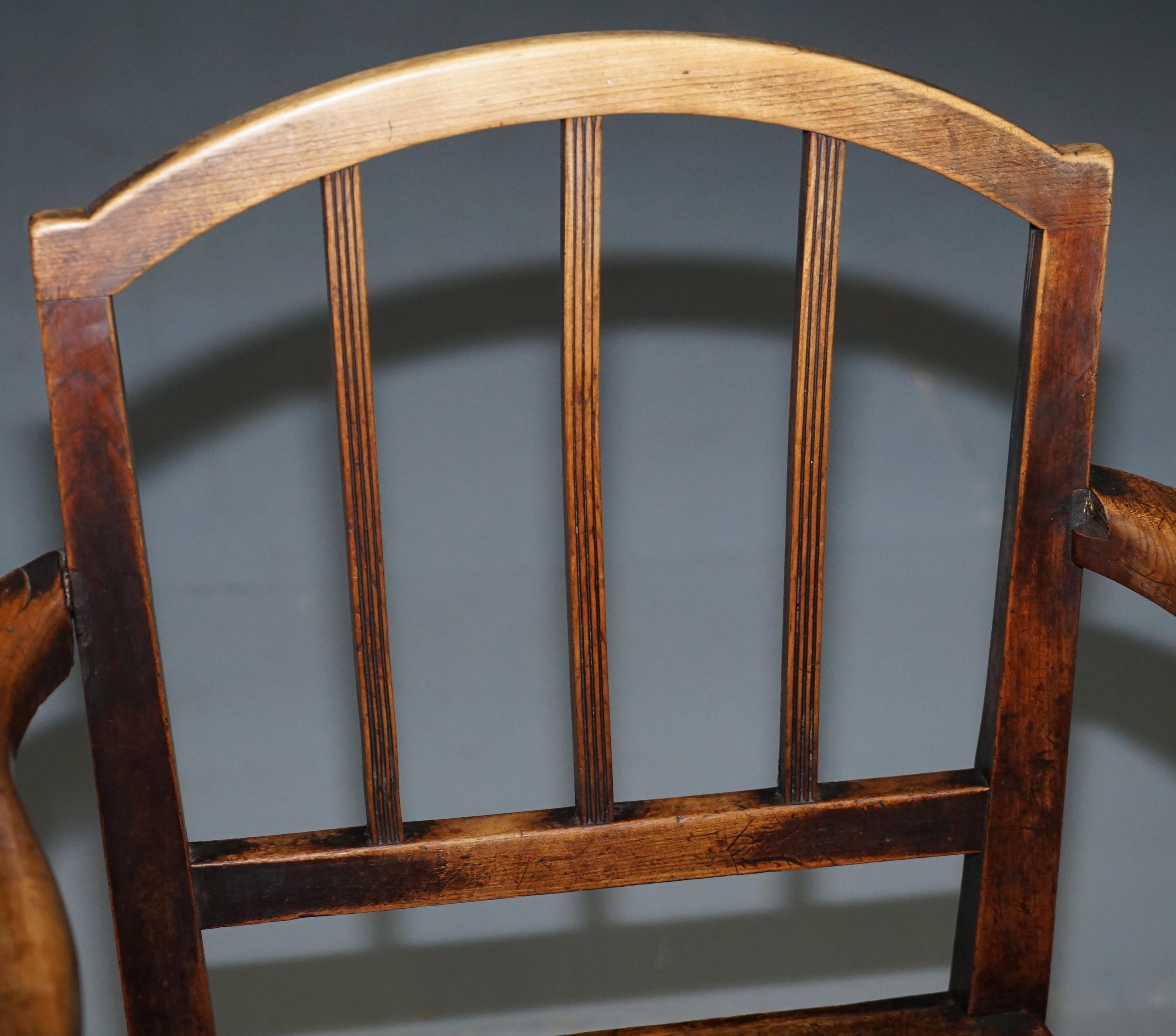 Oak Very Rare George II circa 1760 Primitive Carver Armchair Original Period Repairs