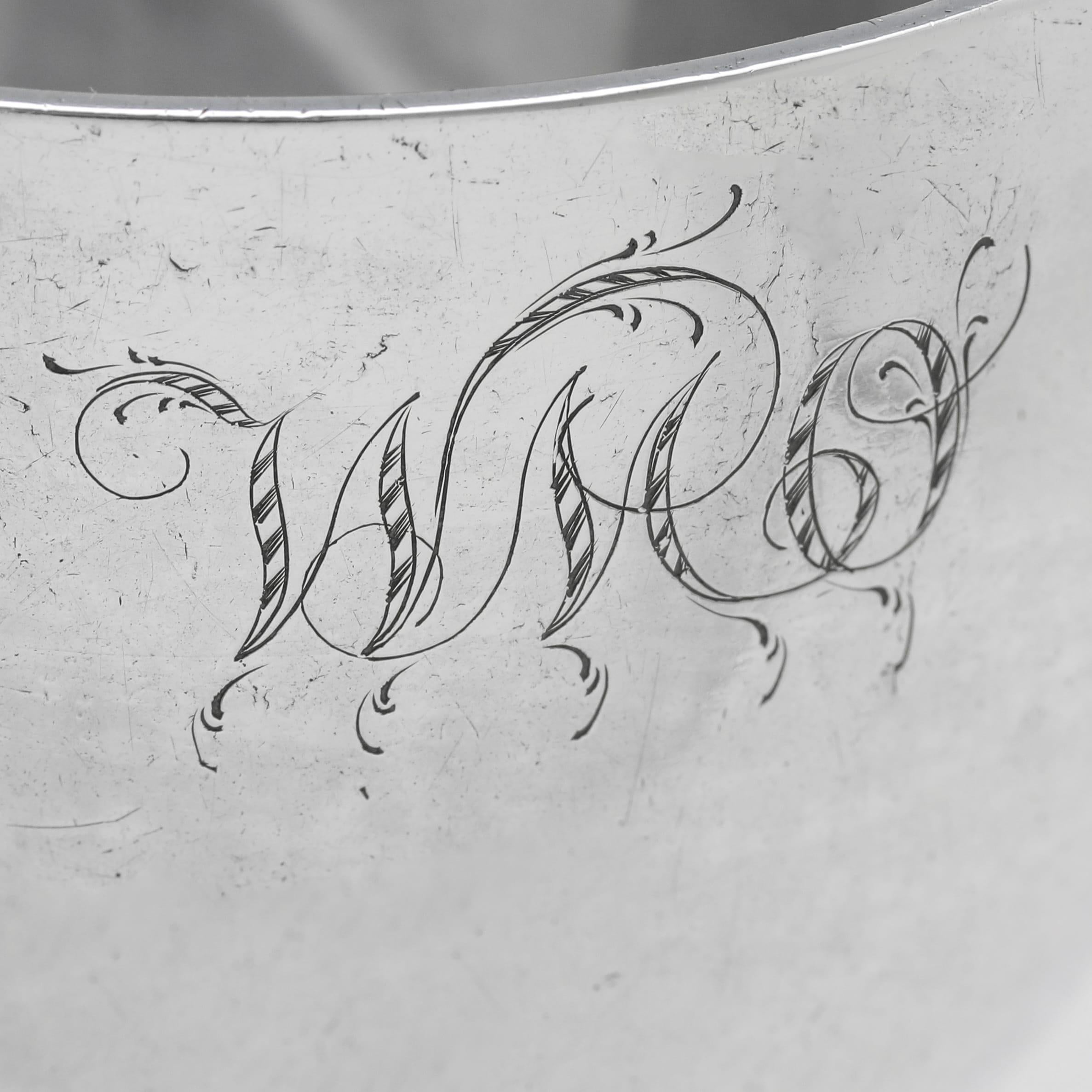 Very rare George II period tumbler cup hallmarked in Chester in 1753 In Good Condition For Sale In London, London