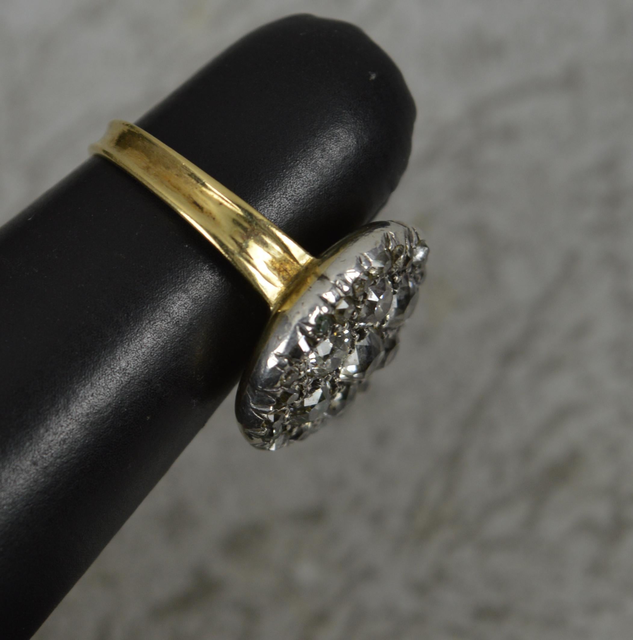 Very Rare Georgian Foiled Back Old Cut Diamond and 18ct Gold Panel Cluster Ring For Sale 7